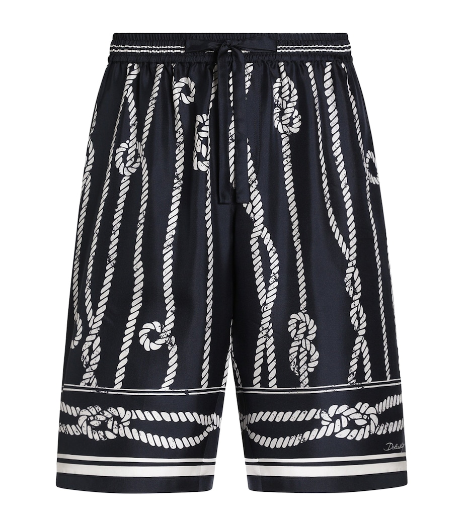 Dolce&Gabbana Mens Silk Marina Shorts Corde F.blu Na Image 1
