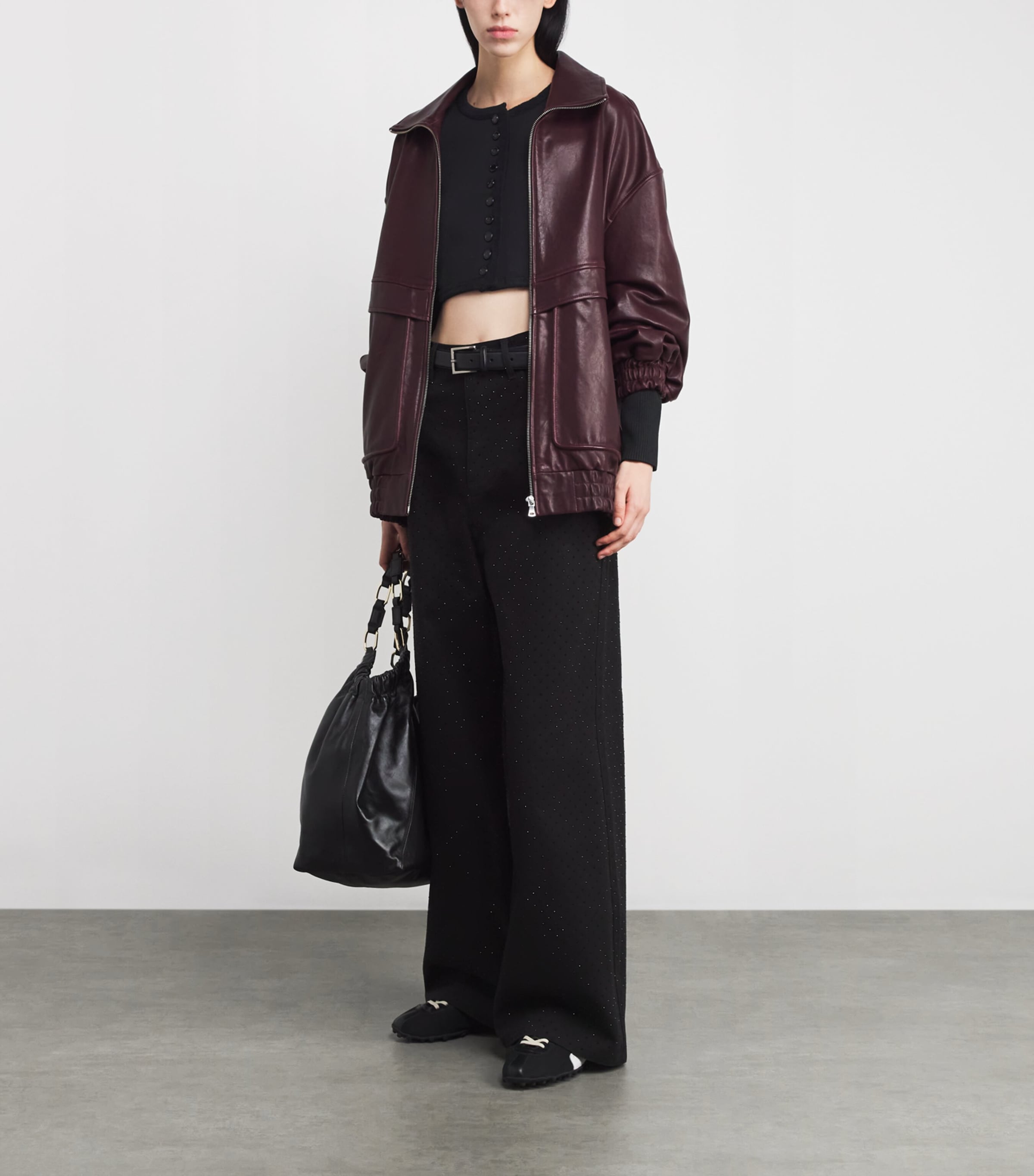 Cropped Cardigan BLACK Image 2