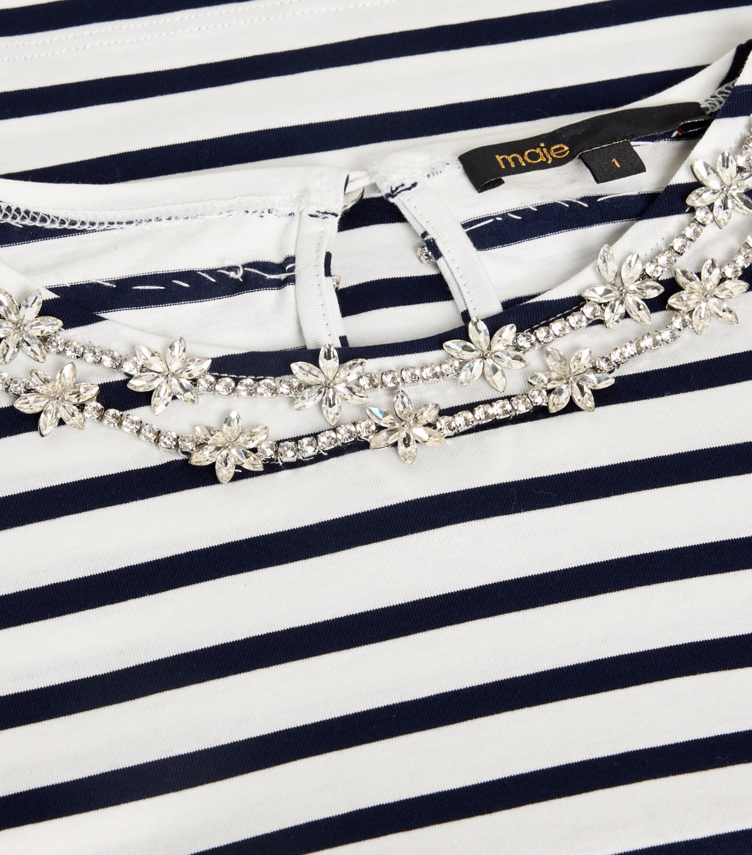 Cotton Stripe T-Shirt WHITE/NAVY Image 2