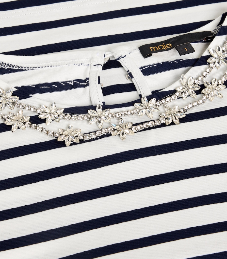 Cotton Stripe T-Shirt WHITE/NAVY Image 2