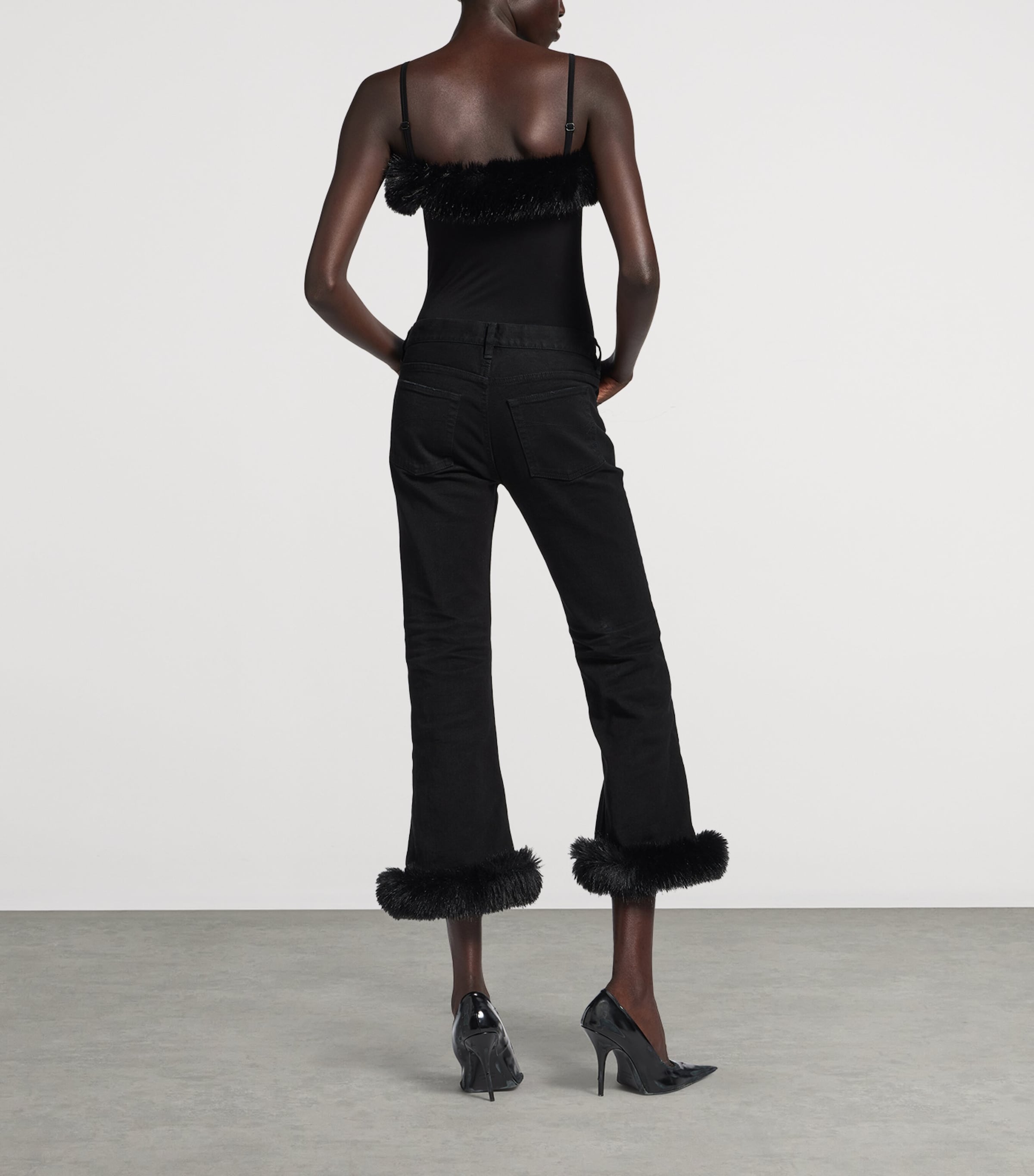 Faux Fur-Trim Capri Trousers 1105 Image 3