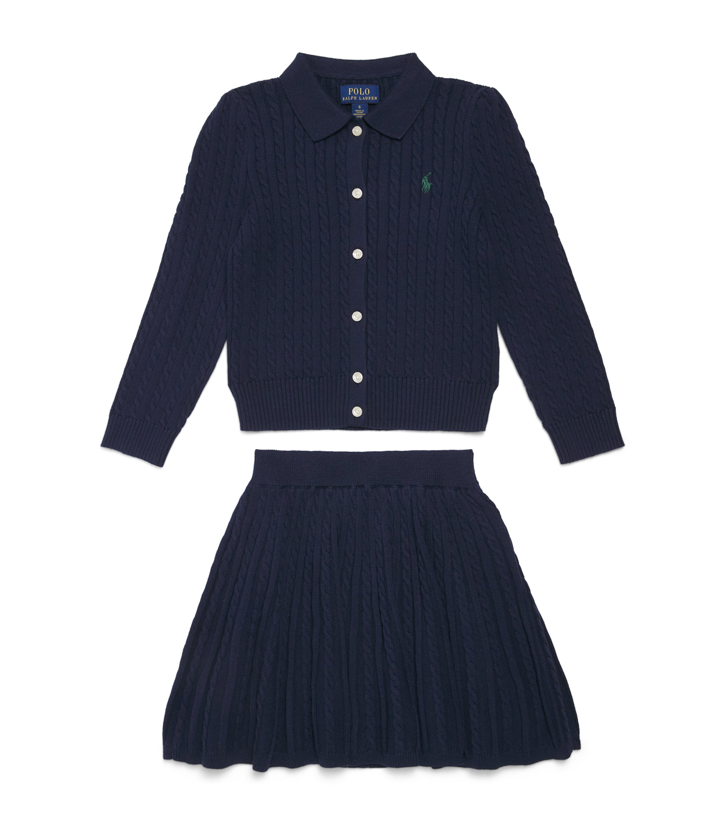 Cotton Cardigan and Skirt Set (7-14 Years) NAVY Image 1