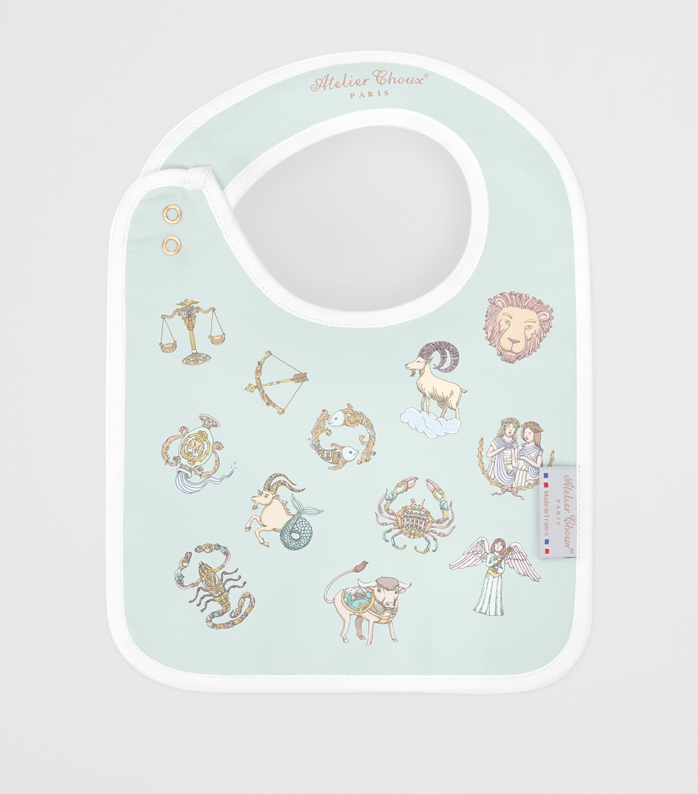 Atelier Choux Organic Cotton Zodiac Swaddle and Bib Gift Set Blue Image 4
