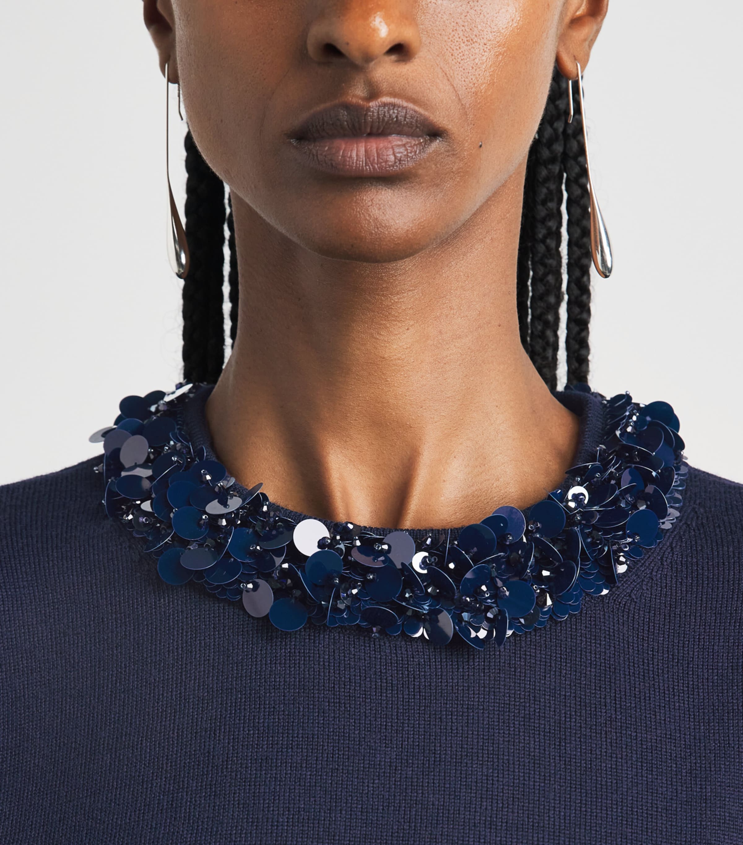 Ulla Johnson Womens Merino Wool Embellished T-Shirt Midnight Image 3