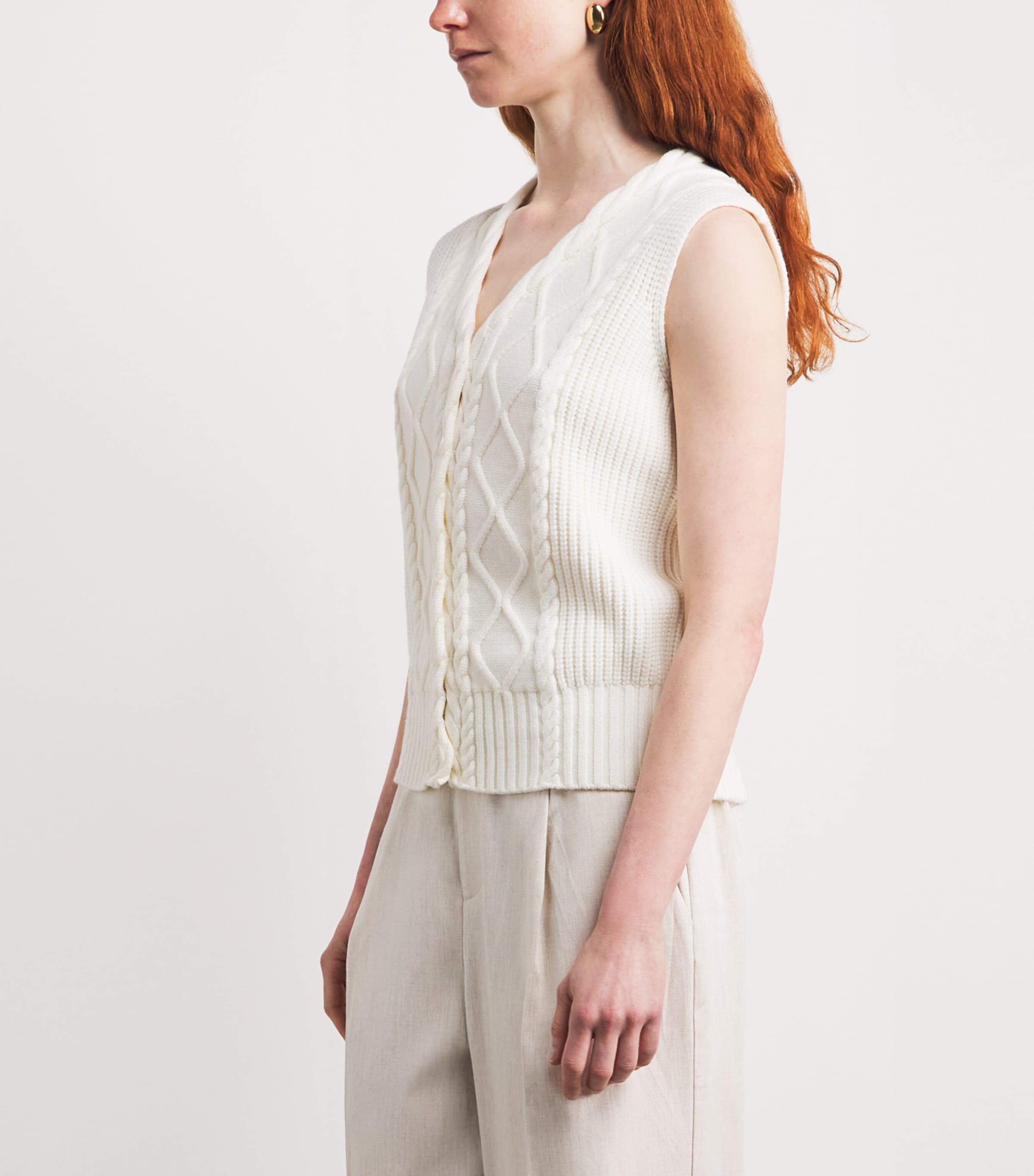 Varley Womens Cable-Knit Tatyana Vest Egret Image 4