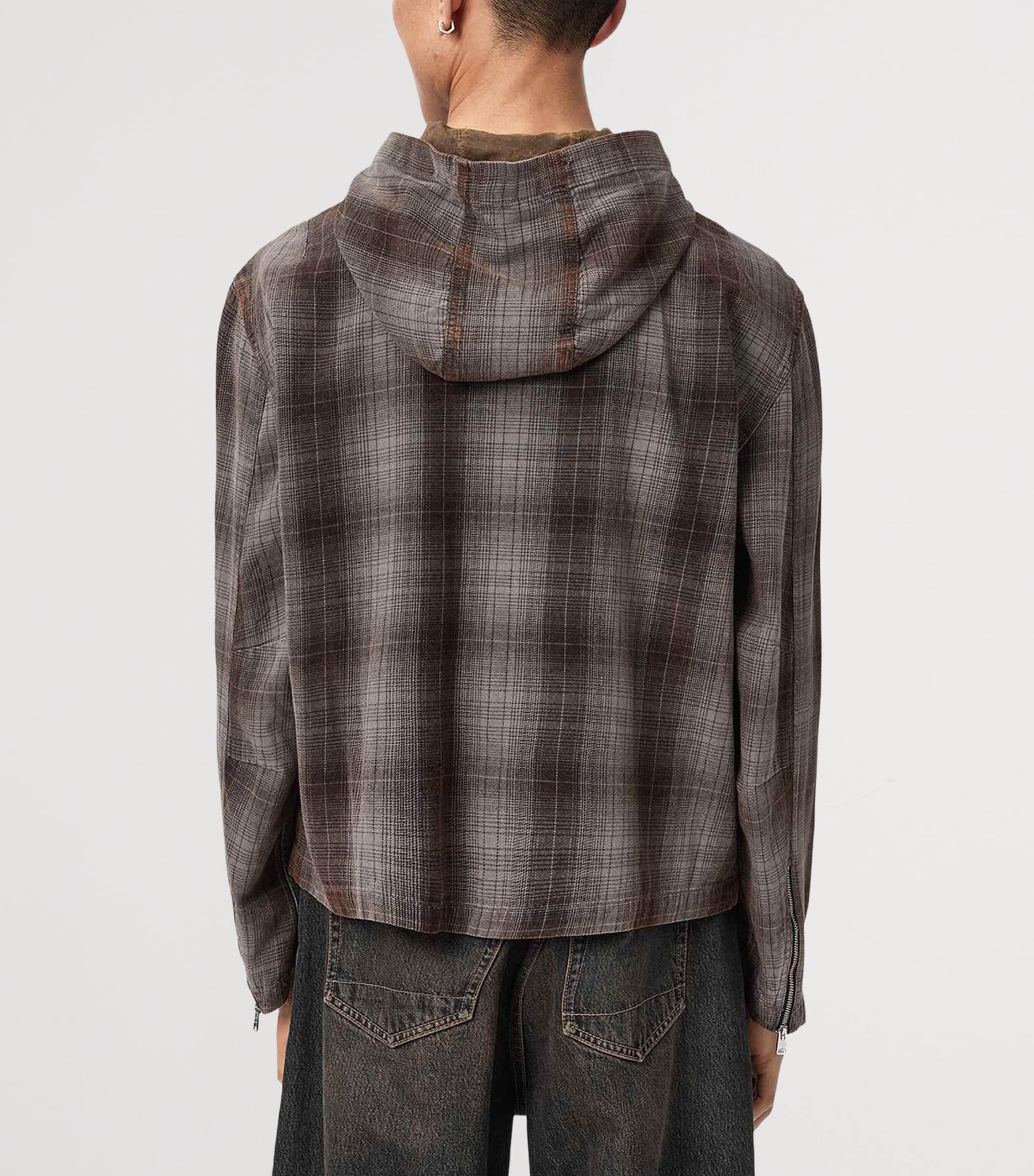 AllSaints Mens Santo Zip-Up Hoodie Shale Grey Image 4