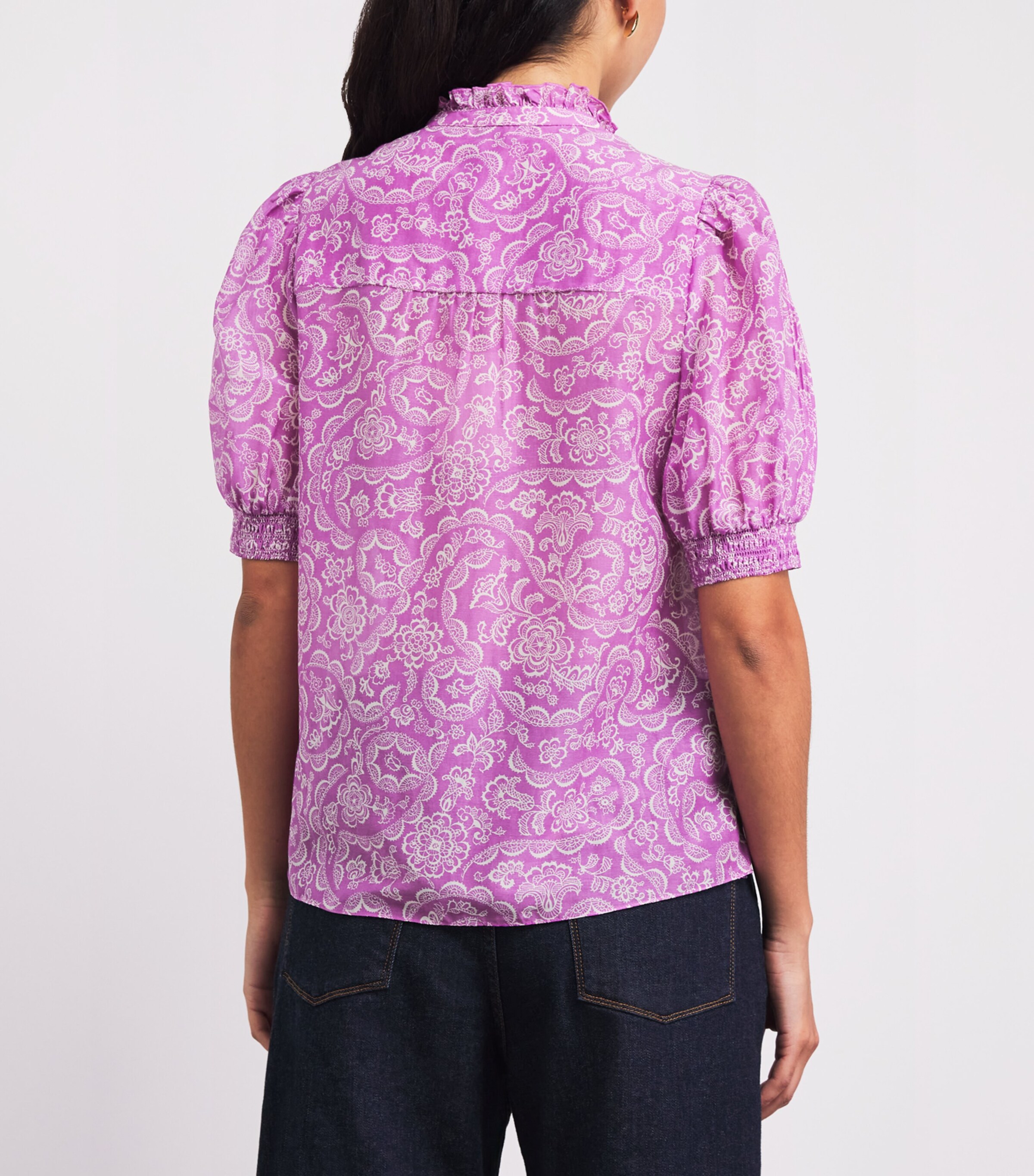 ME+EM Womens Cotton-Silk Printed Blouse Purple/light Cream Image 5