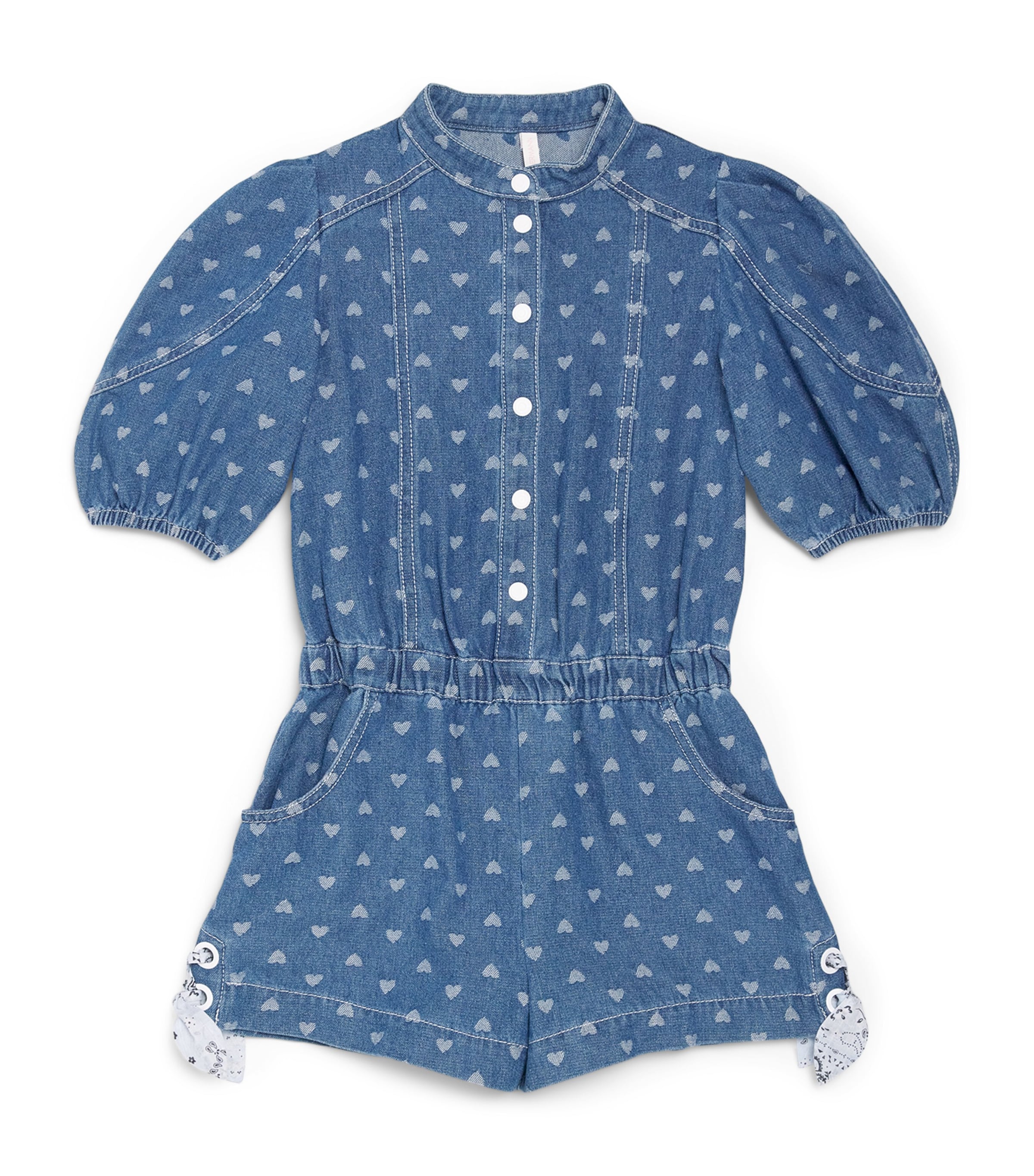 Zimmermann Kids Denim Heart Print Awaken Playsuit (1-12 Years) Jacquard Blue Image 1