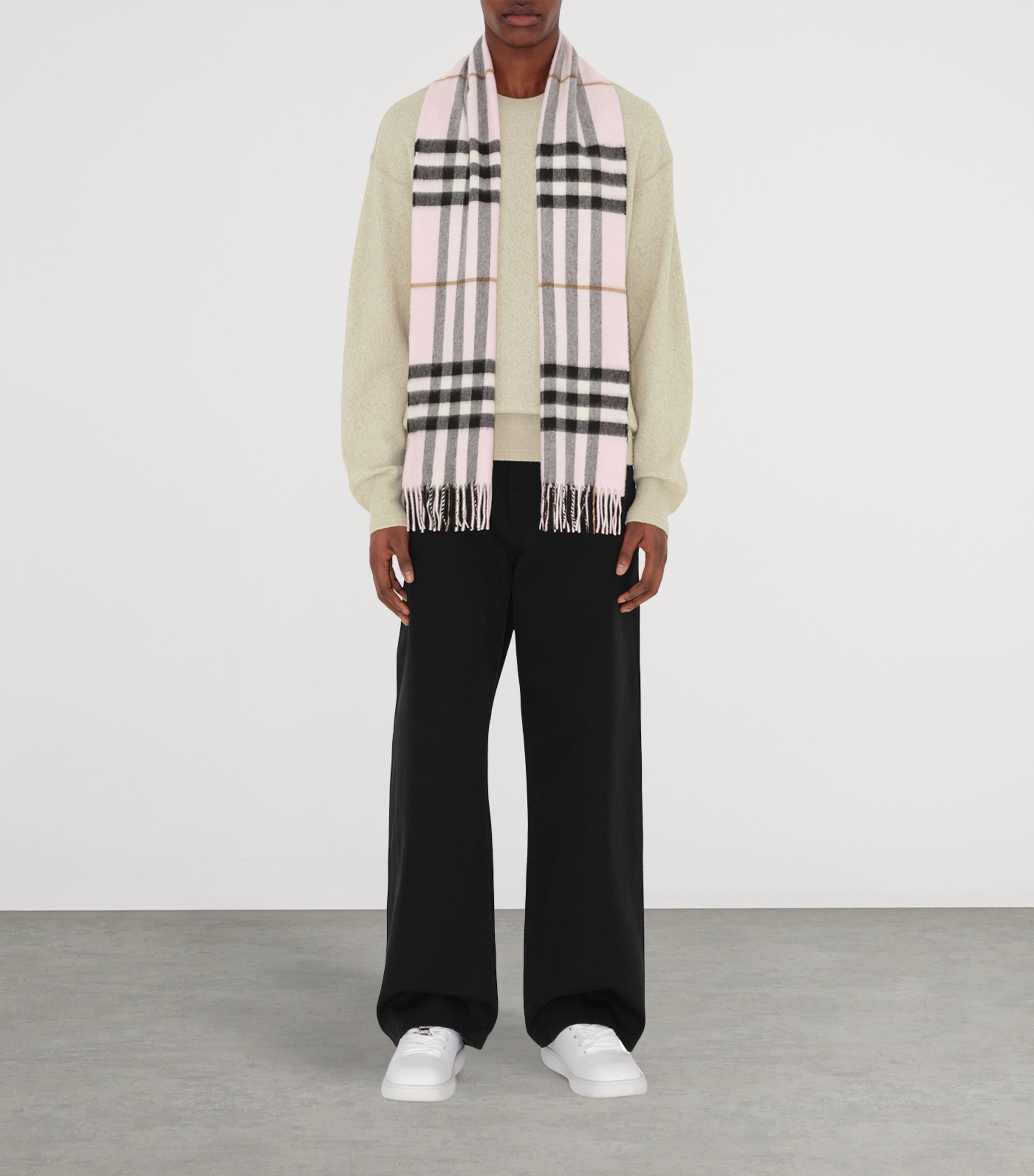 Cashmere Check Scarf PALE CANDY PINK Image 4