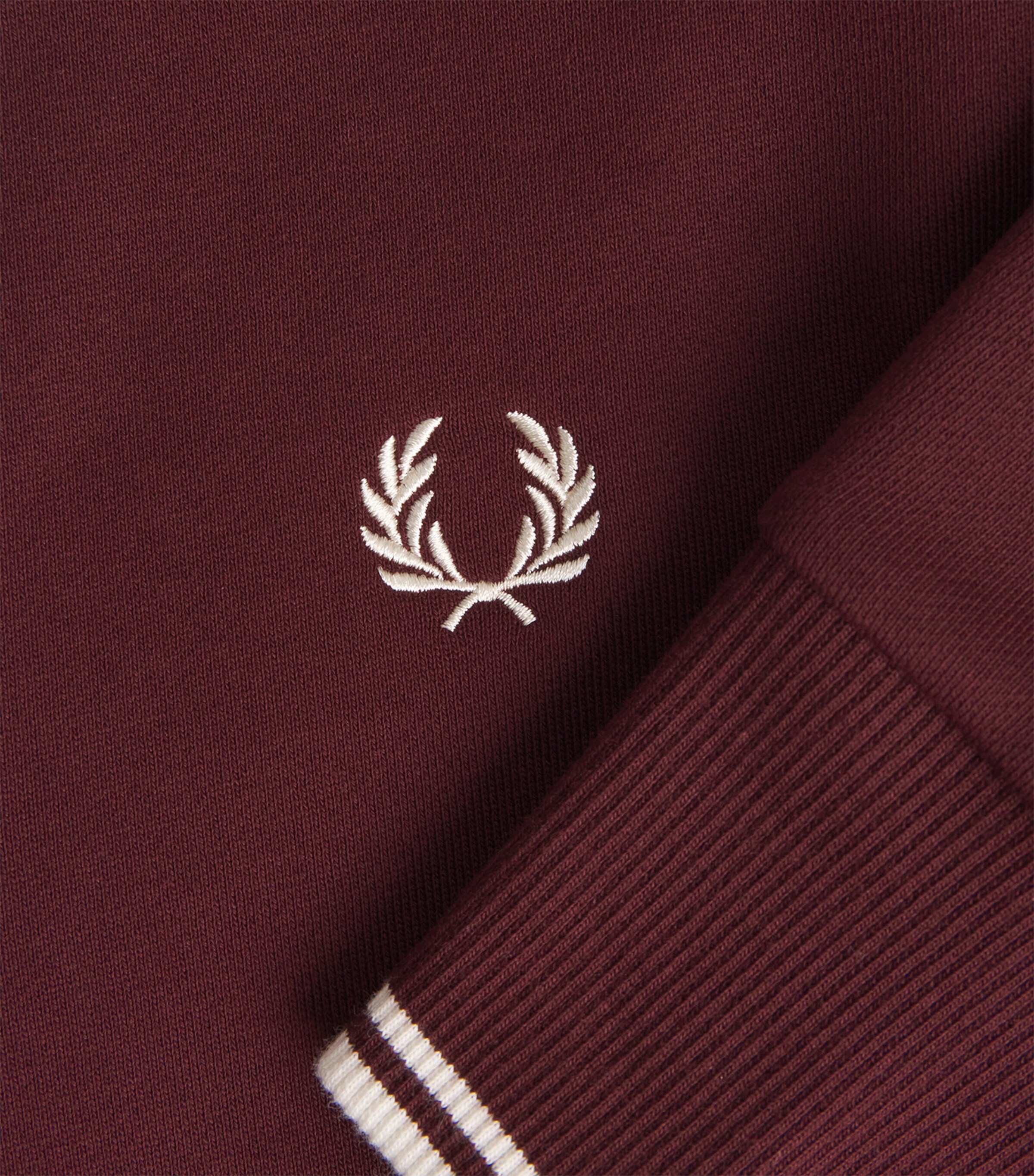 Fred Perry Mens Cotton Half-Zip Sweatshirt Oxblood/ecru Image 6