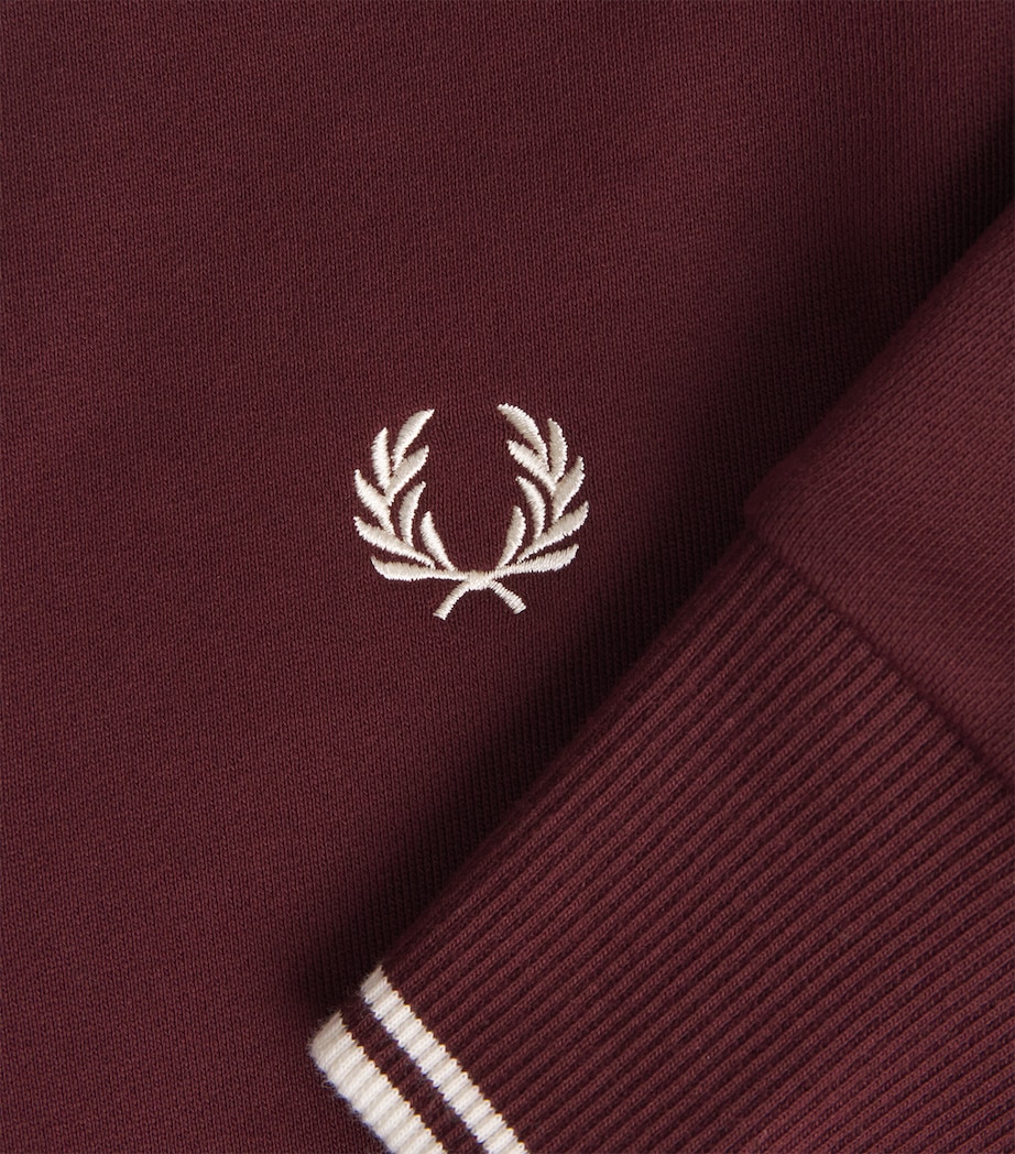 Fred Perry Mens Cotton Half-Zip Sweatshirt Oxblood/ecru Image 6