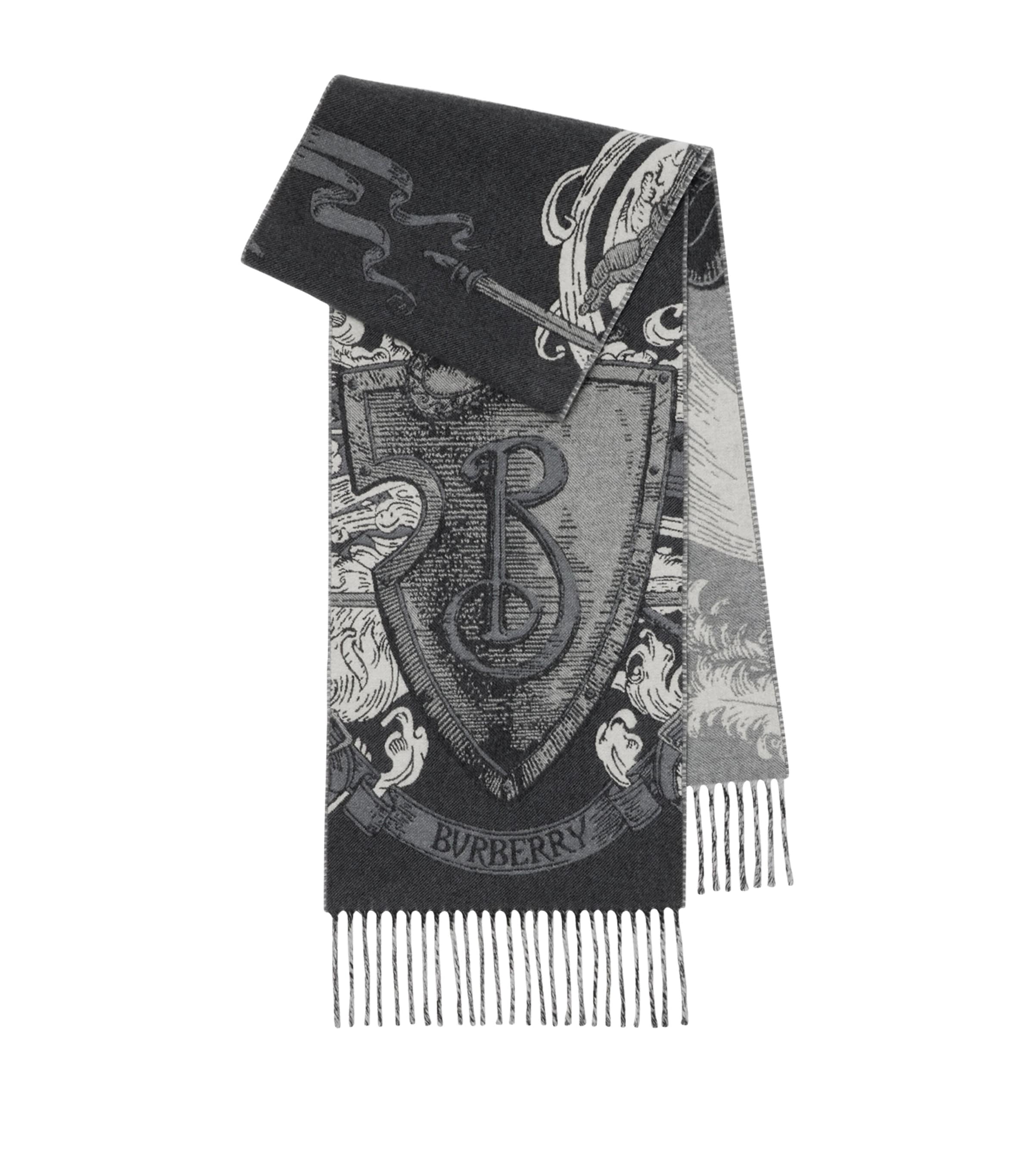 Burberry Cashmere Ekd Scarf In Gray
