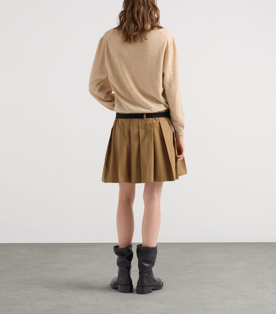 Prada Womens Gabardine Pleated Skirt Brown Image 5
