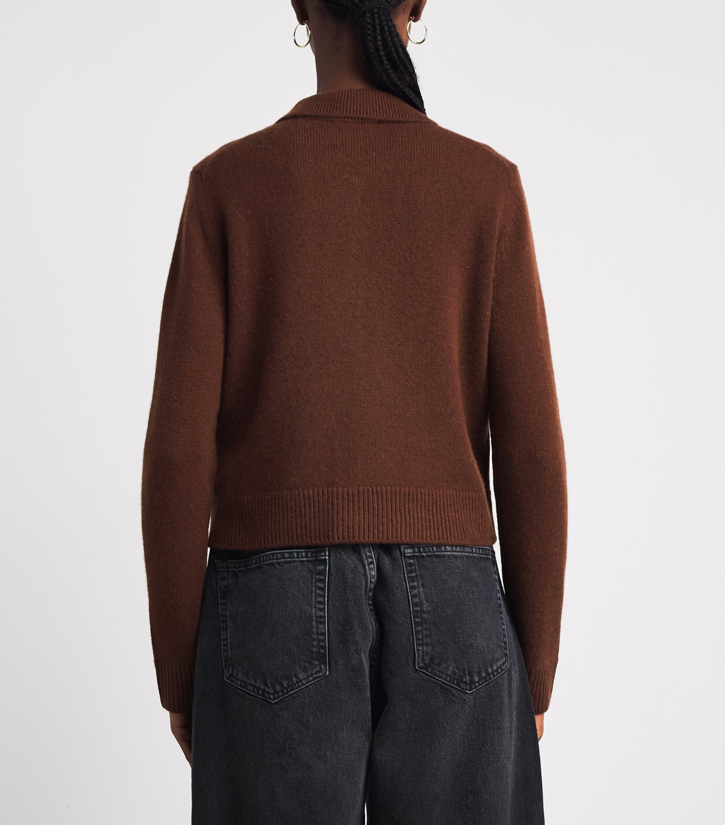 ME+EM Womens Cashmere Straight Cardigan Pecan Brown Image 5