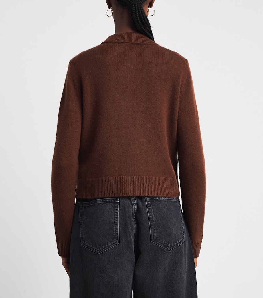 ME+EM Womens Cashmere Straight Cardigan Pecan Brown Image 5