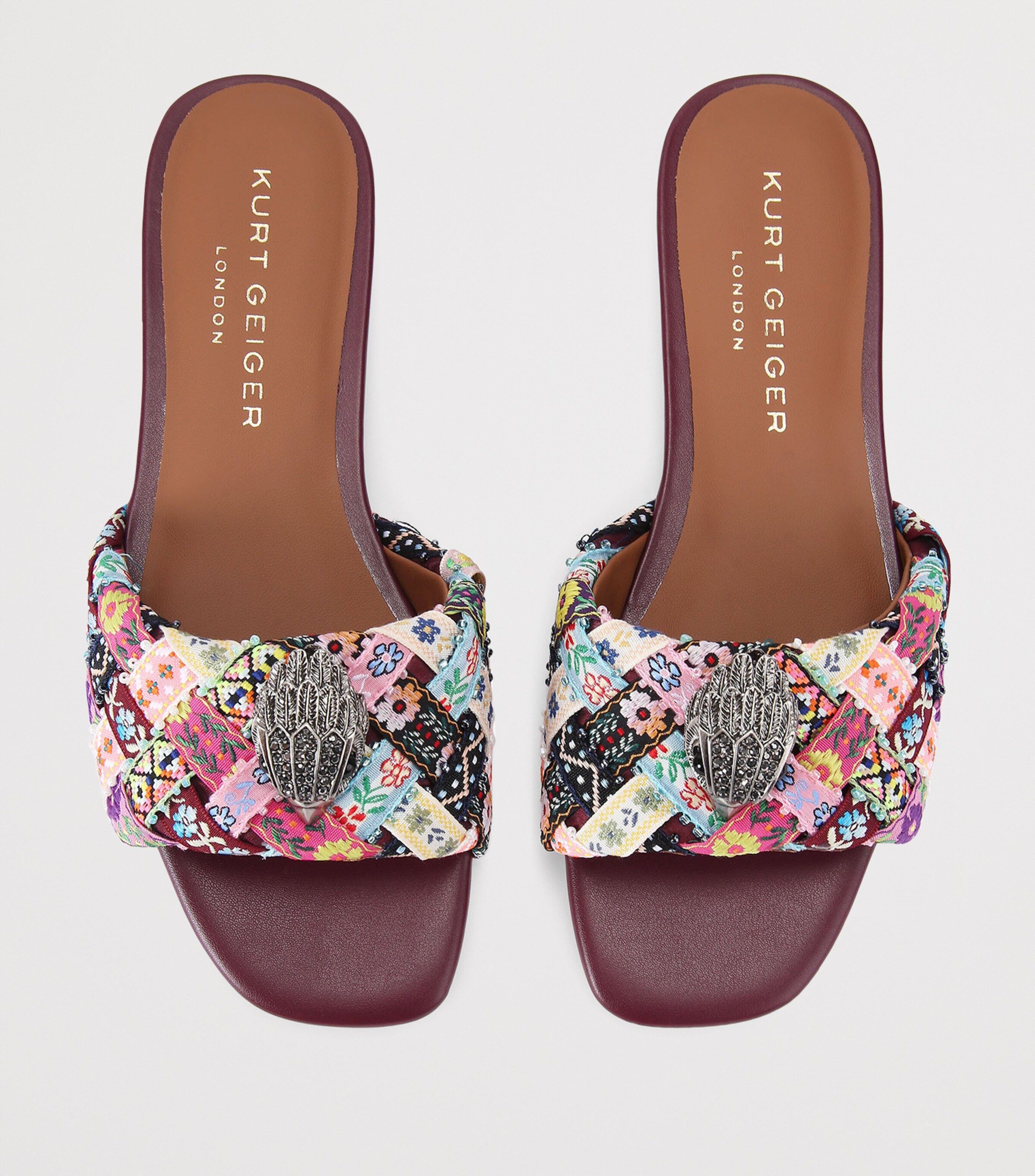 Kurt Geiger London Leather Kensington Sandals Wine Comb Image 4