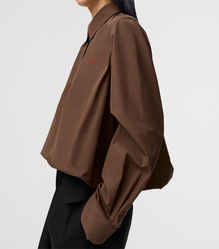 LOEWE Womens Drawstring-Hem Shirt Brown Image 5
