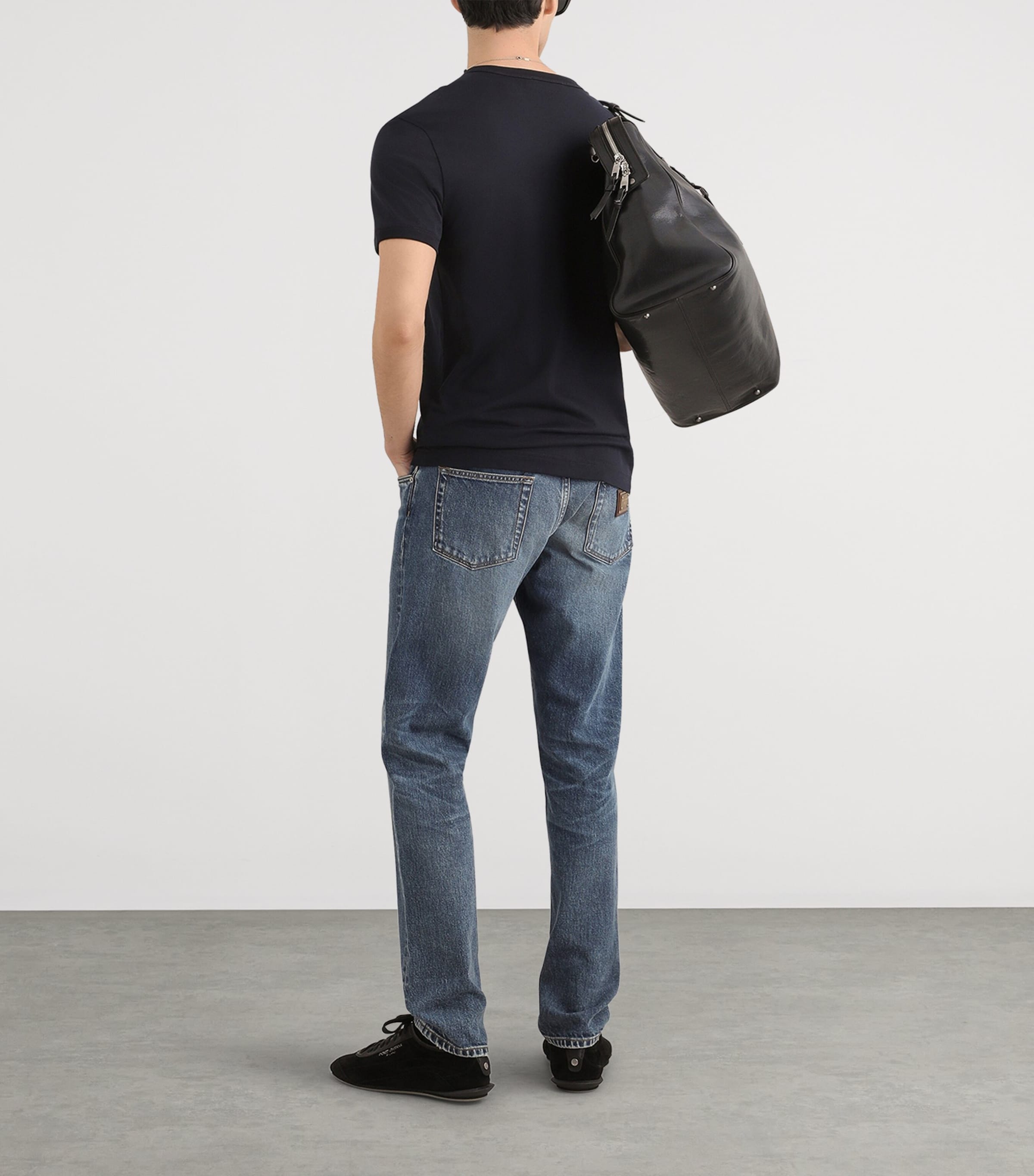Dolce&Gabbana Mens Slim-Fit Logo Plaque Jeans Combined Colou Image 3
