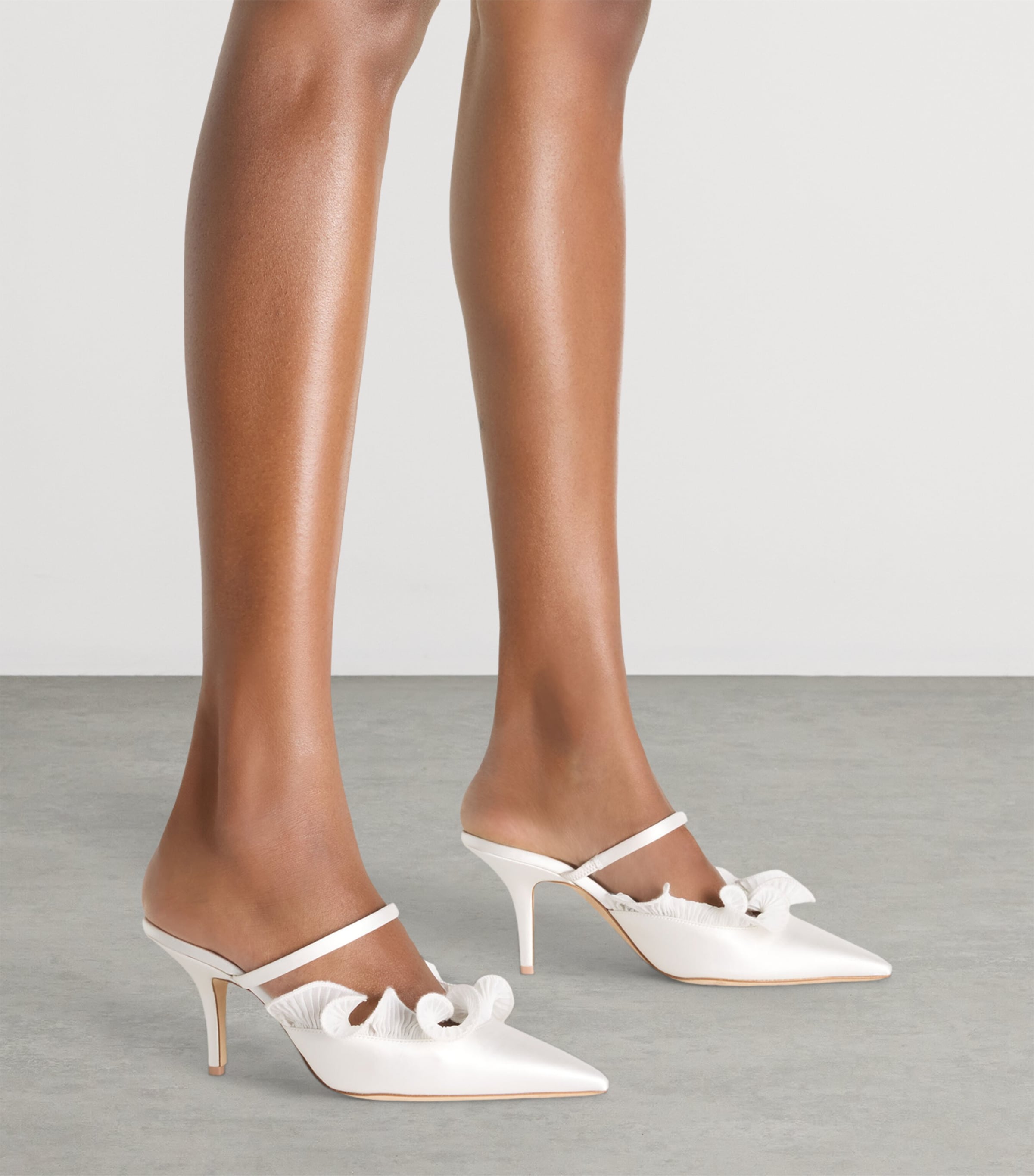 Malone Souliers Satin Cecile Heeled Mules 70 White Image 2