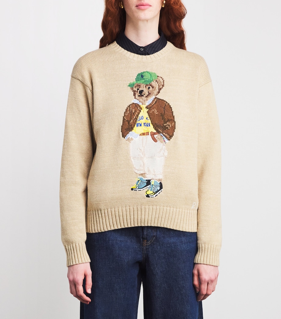 Cotton Polo Bear Sweater TAN MULTI Image 3