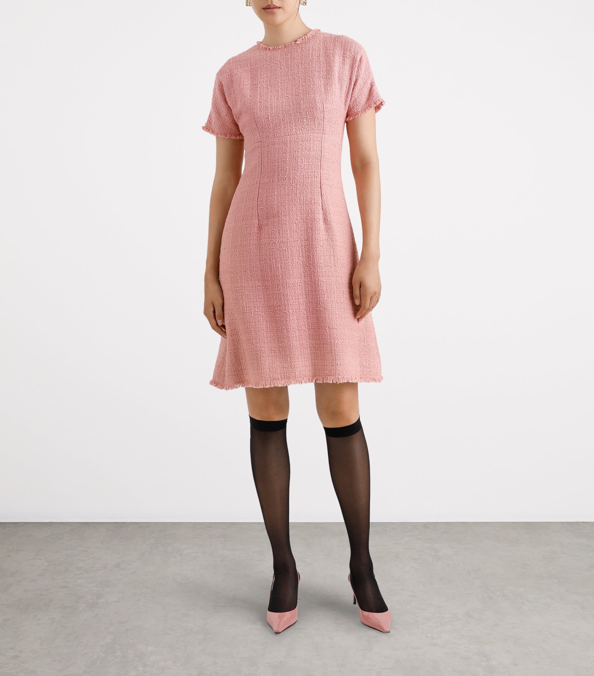 Raschel Tweed Midi Dress F0473- POWDER PINK Image 2