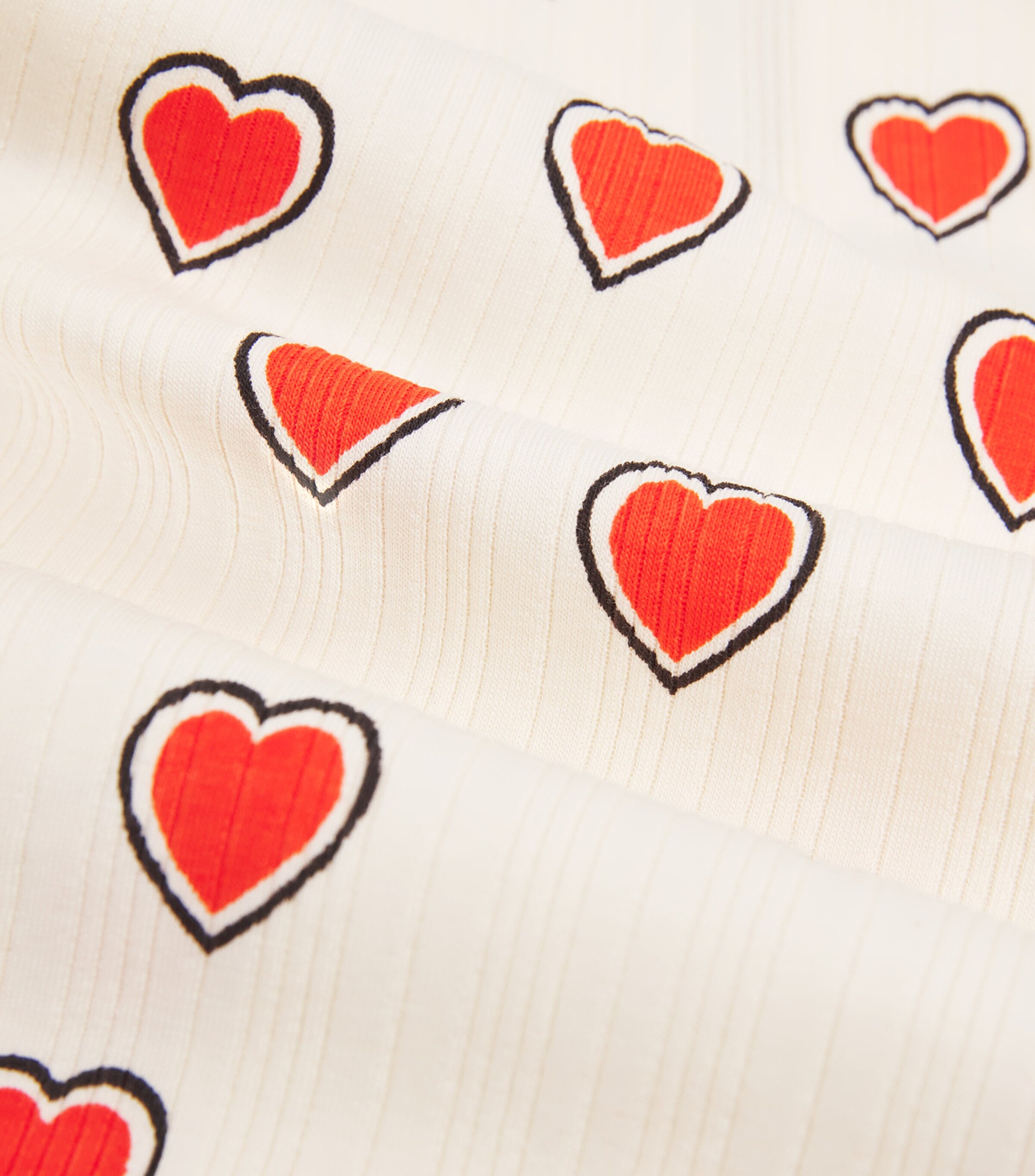 Mini Rodini Organic Cotton Hearts Top (3-11 Years) Offwhite Image 3