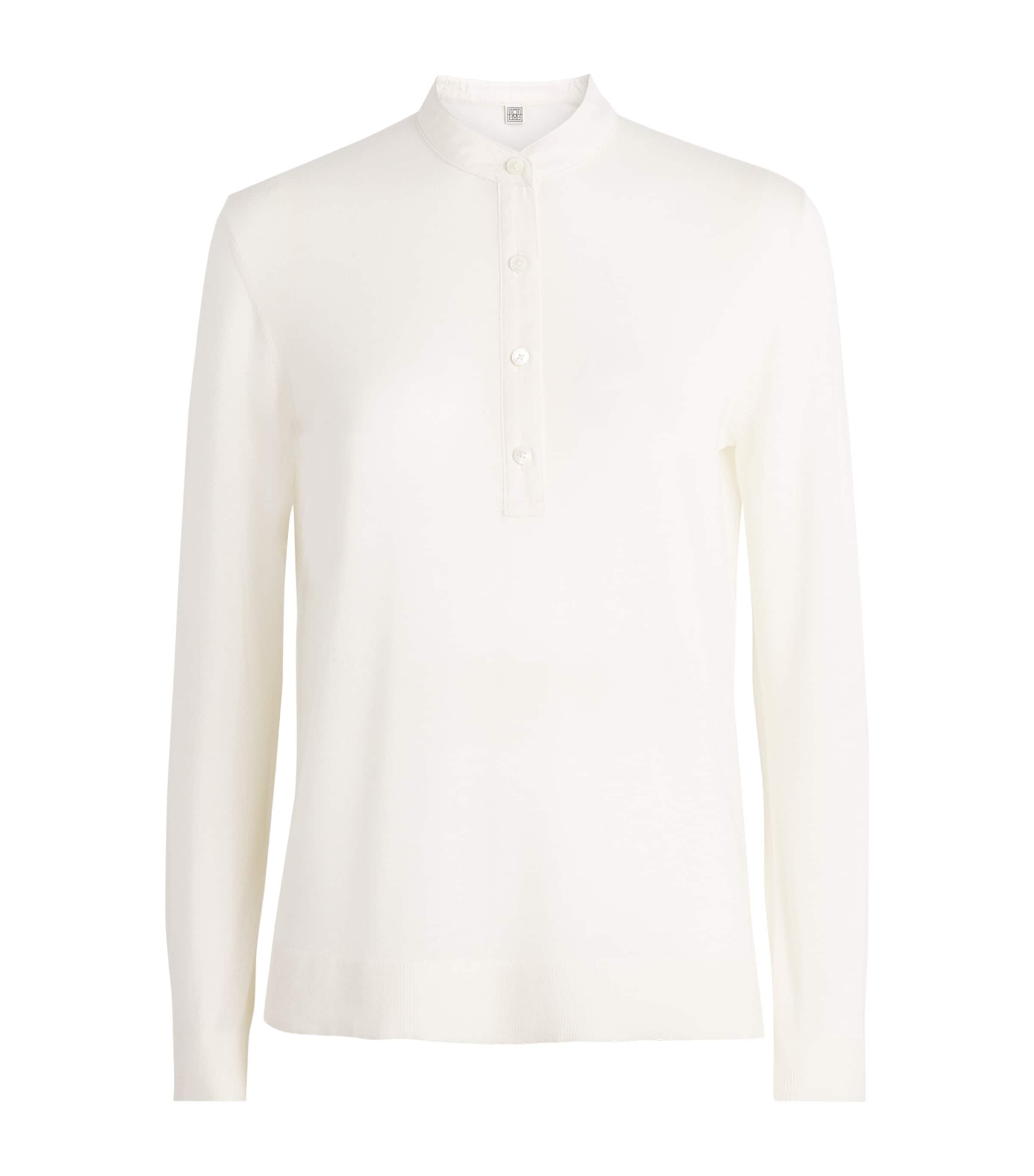 Toteme Womens Wool-Silk Long-Sleeve T-Shirt Off White Image 1