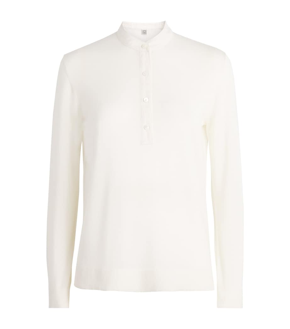 Toteme Womens Wool-Silk Long-Sleeve T-Shirt Off White Image 1