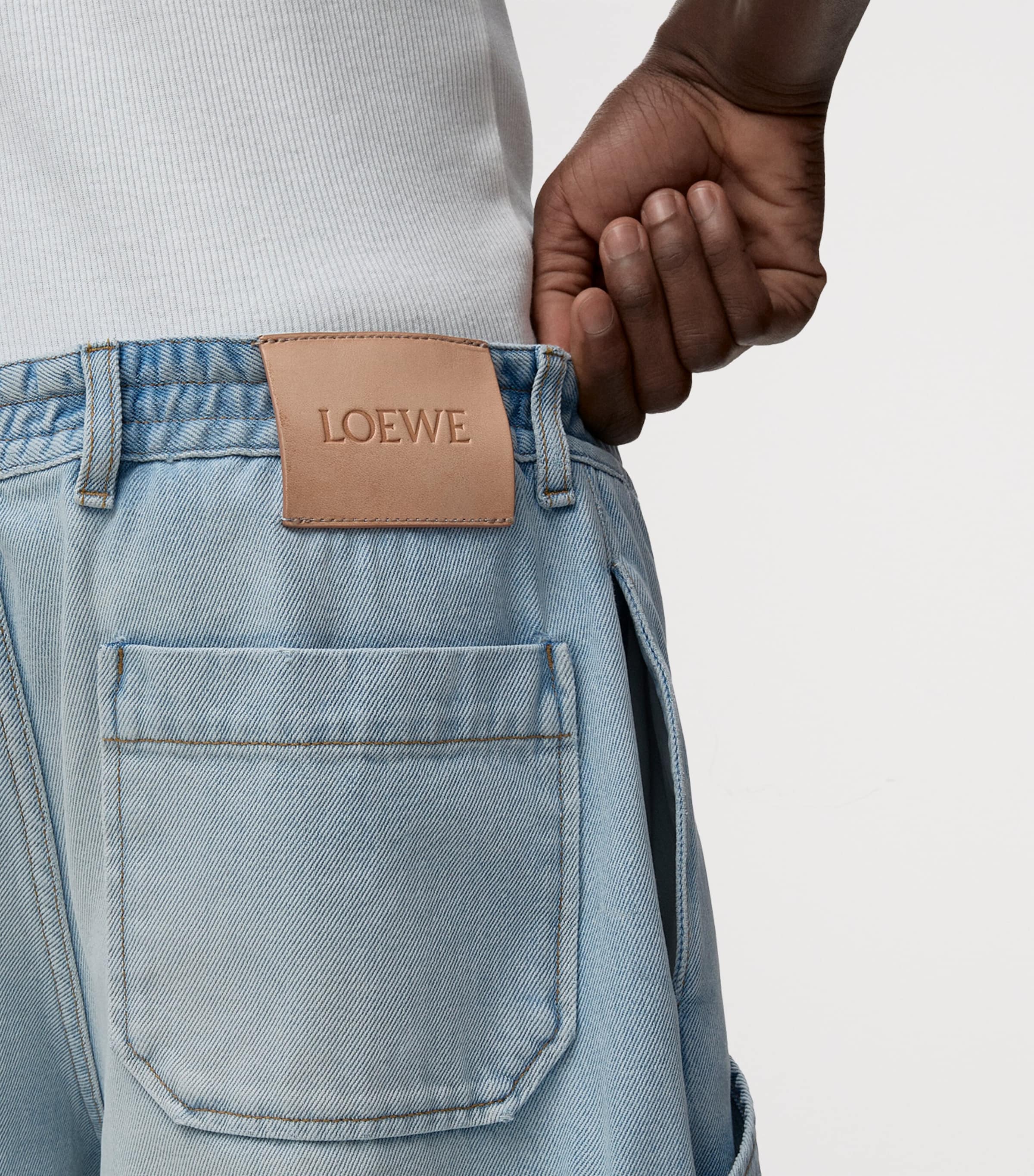 LOEWE Mens x Paula's Ibiza Cargo Denim Shorts Washed Blue Image 5