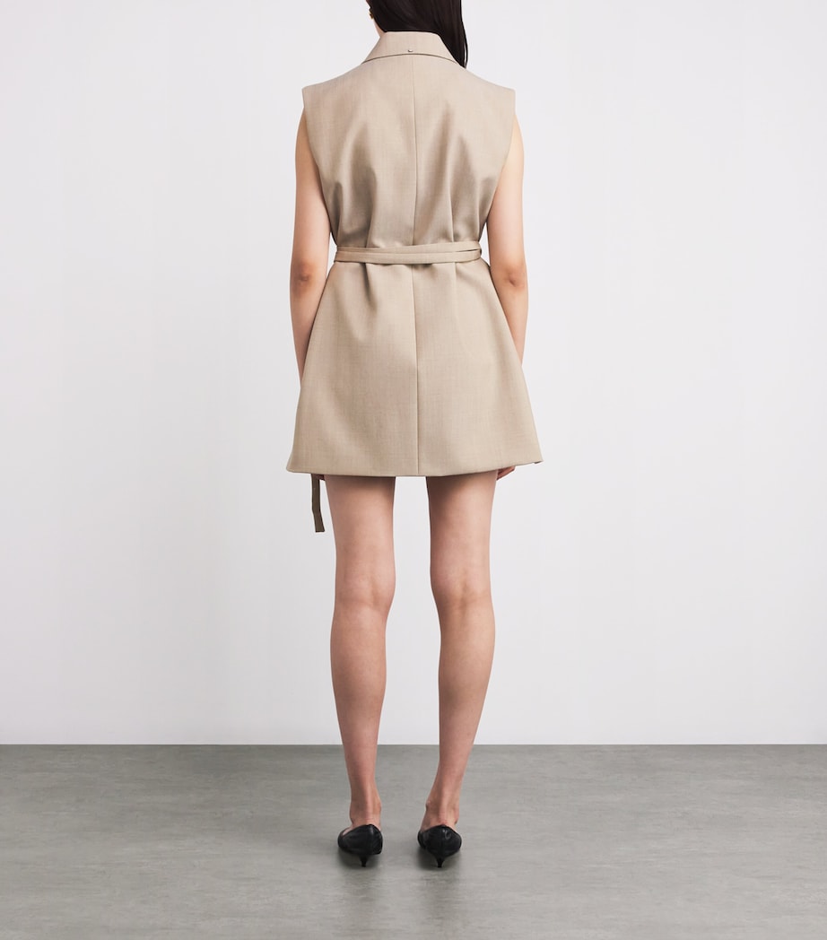 Virgin Wool Sleeveless Blazer 001 BEIGE SHADED Image 3