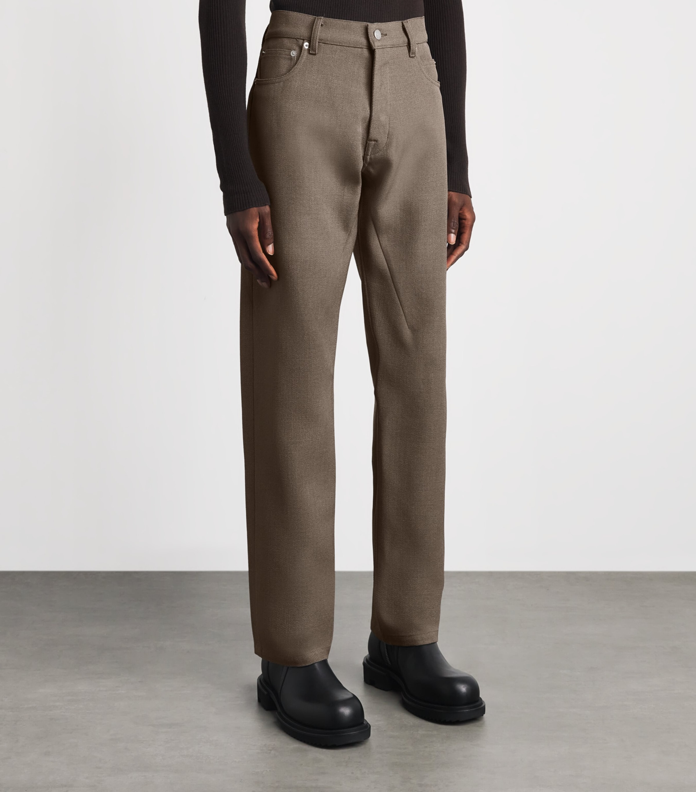 Rick Owens Mens Wool Wide-Leg Kurdt Trousers Dust Image 4