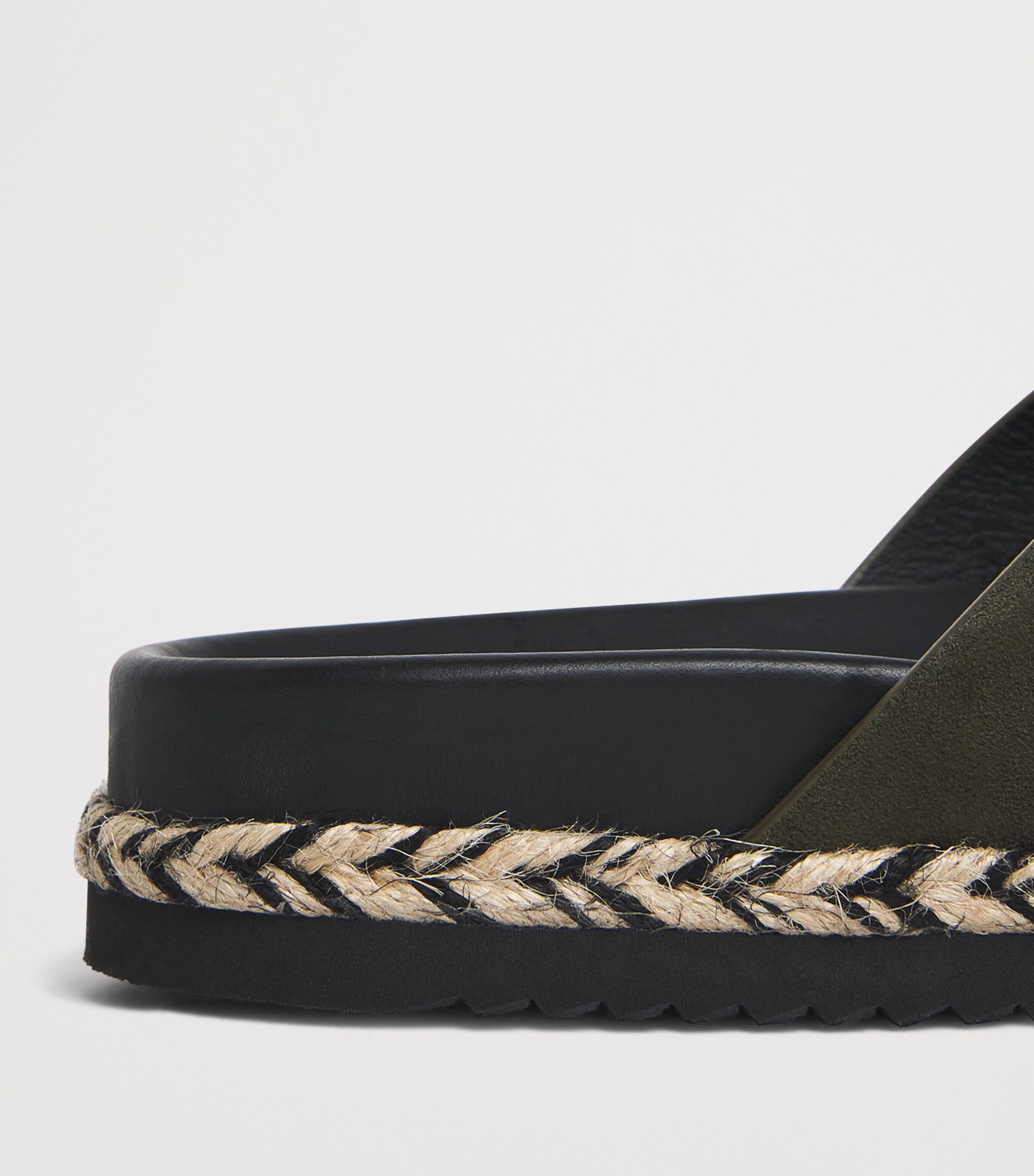 Frescobol Carioca Leather Breno Espadrille Slides Dark Olive Image 7