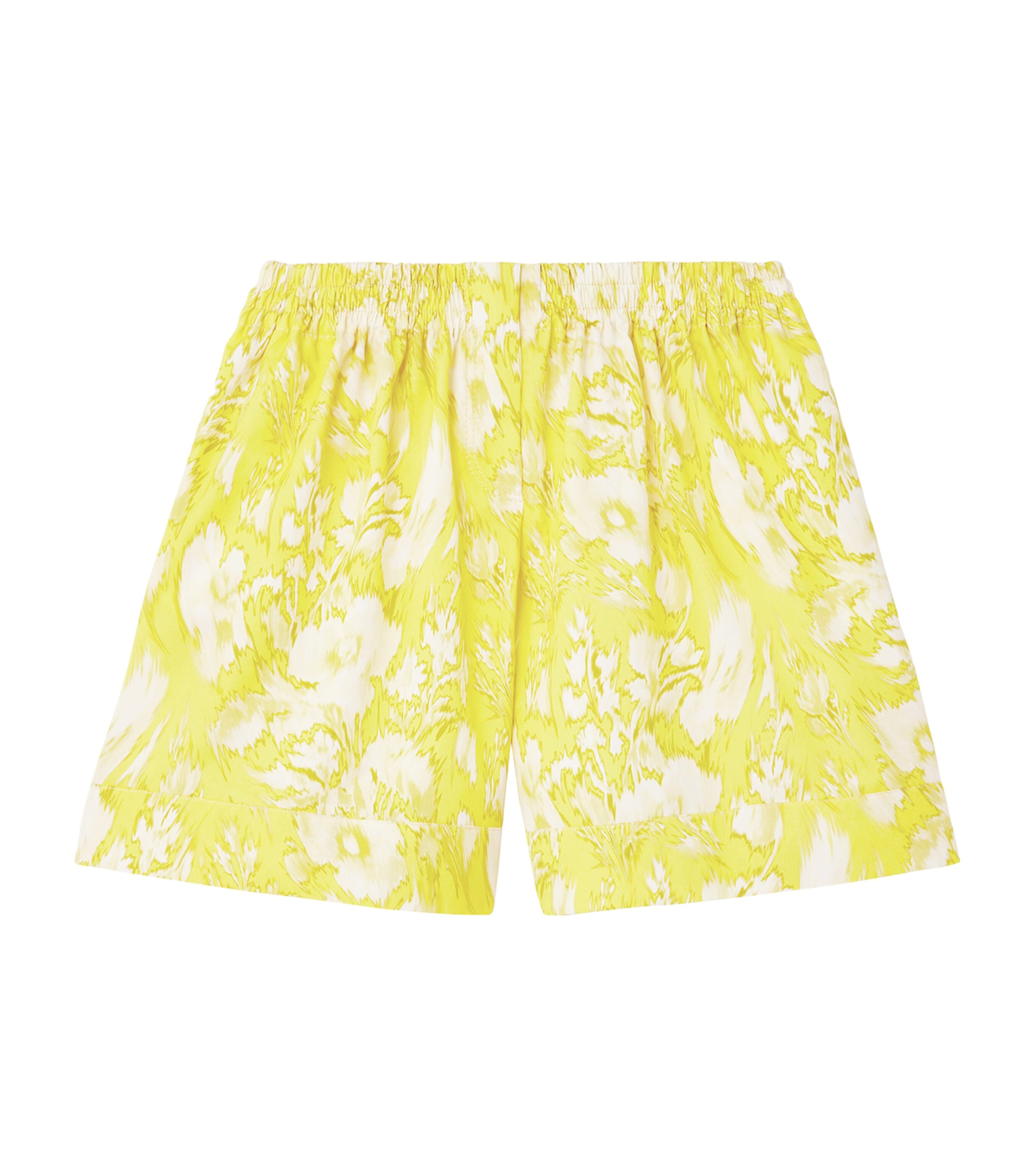 Alexander Mcqueen Warped Floral Shorts In Gold