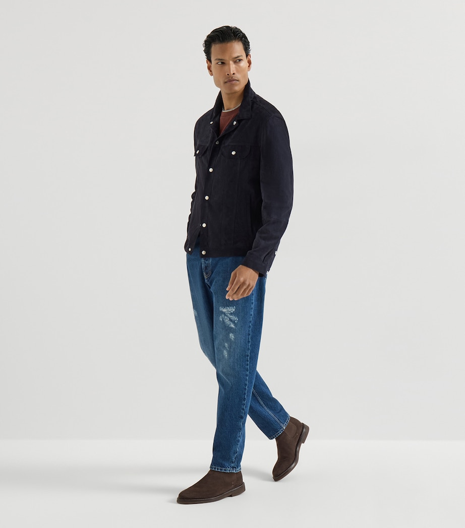 Brunello Cucinelli Mens Cotton Faux-Layer T-Shirt Dark Red Image 3