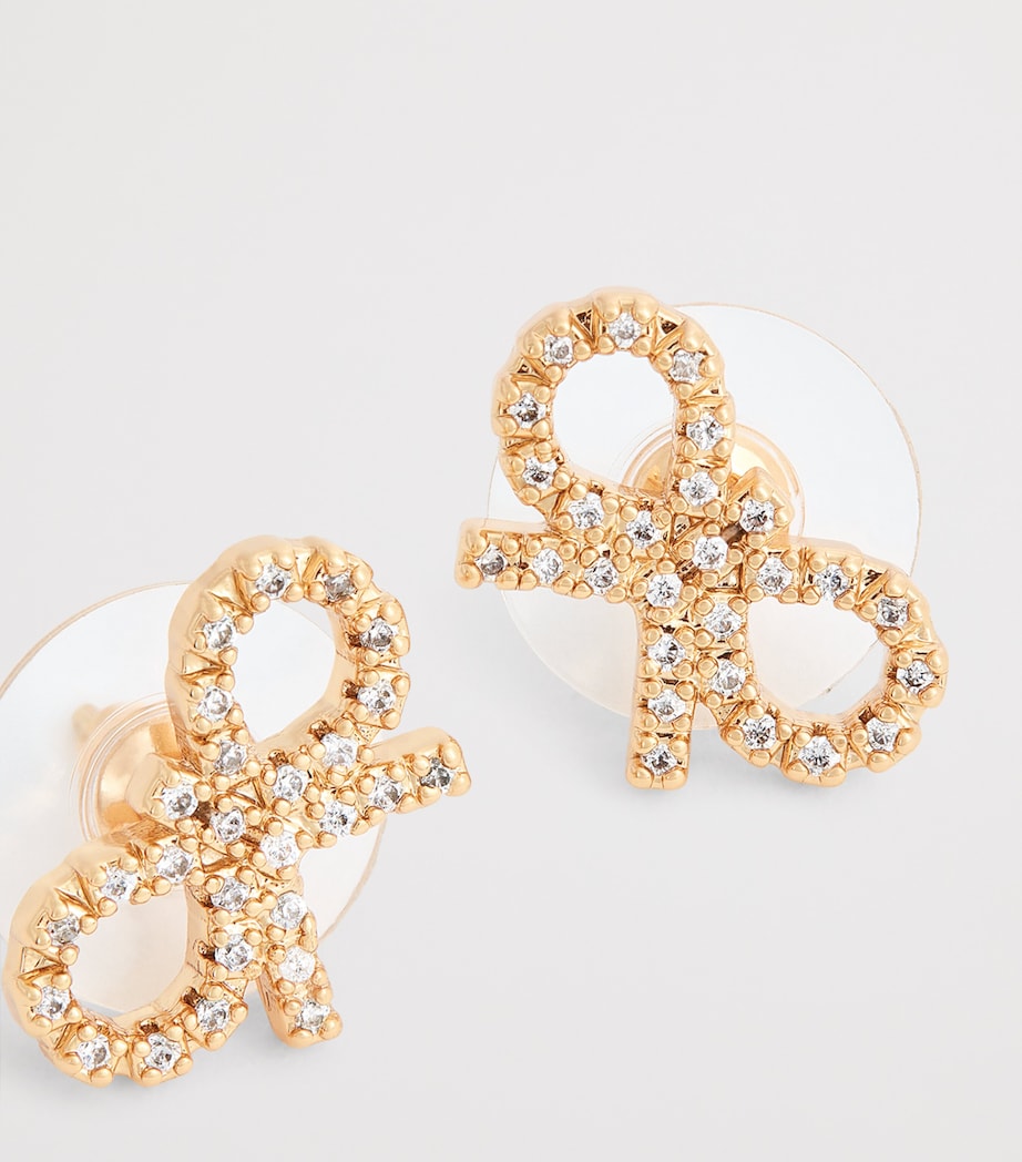 Embellished Bow Earrings GOLD Image 6