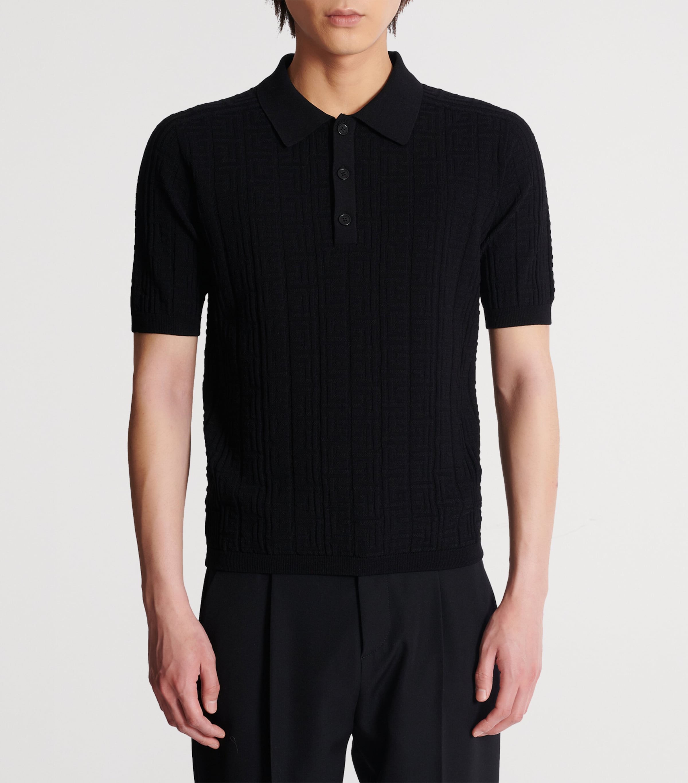 Knitted Monogram Polo Shirt 0PA NOIR Image 6