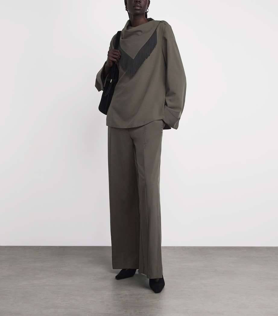 CAMILLA AND MARC Womens Draped-Neck Una Shirt Dark Emerald Image 2