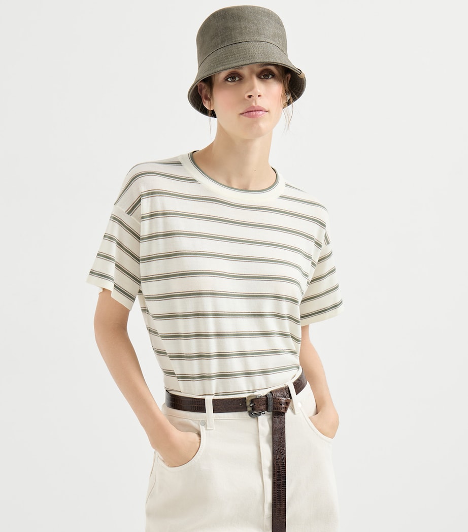 Virgin Wool-Cashmere Striped T-Shirt CIH19 Image 4