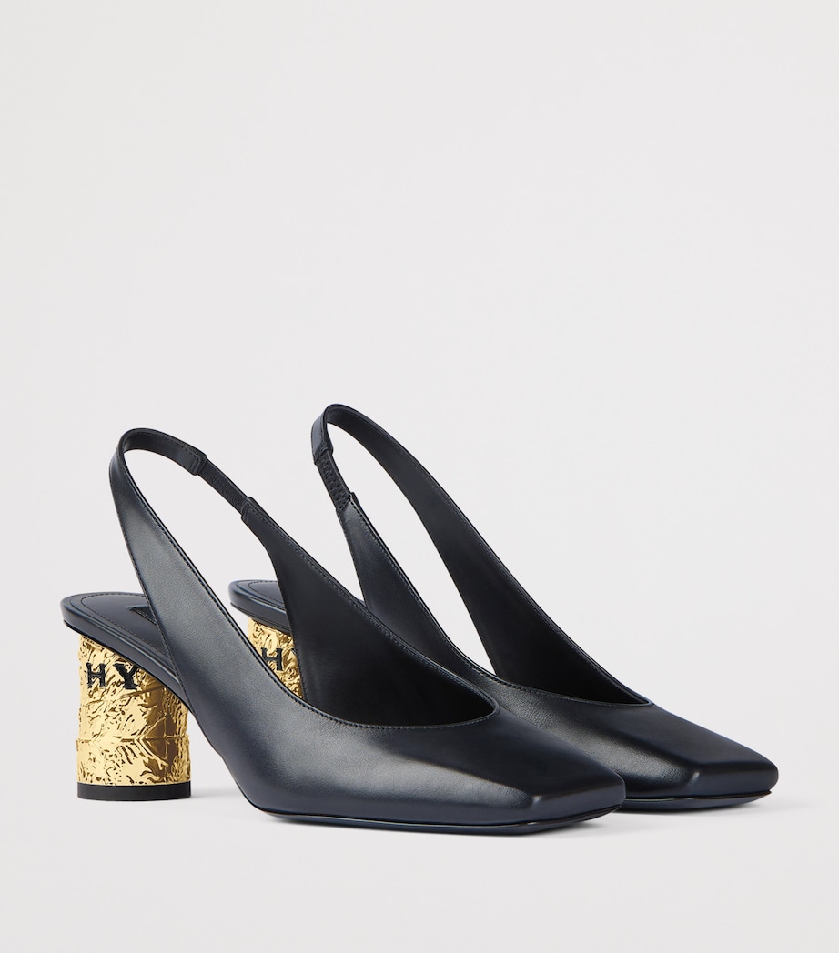 Leather Tape Slingback Pumps 65 BLACK Image 2