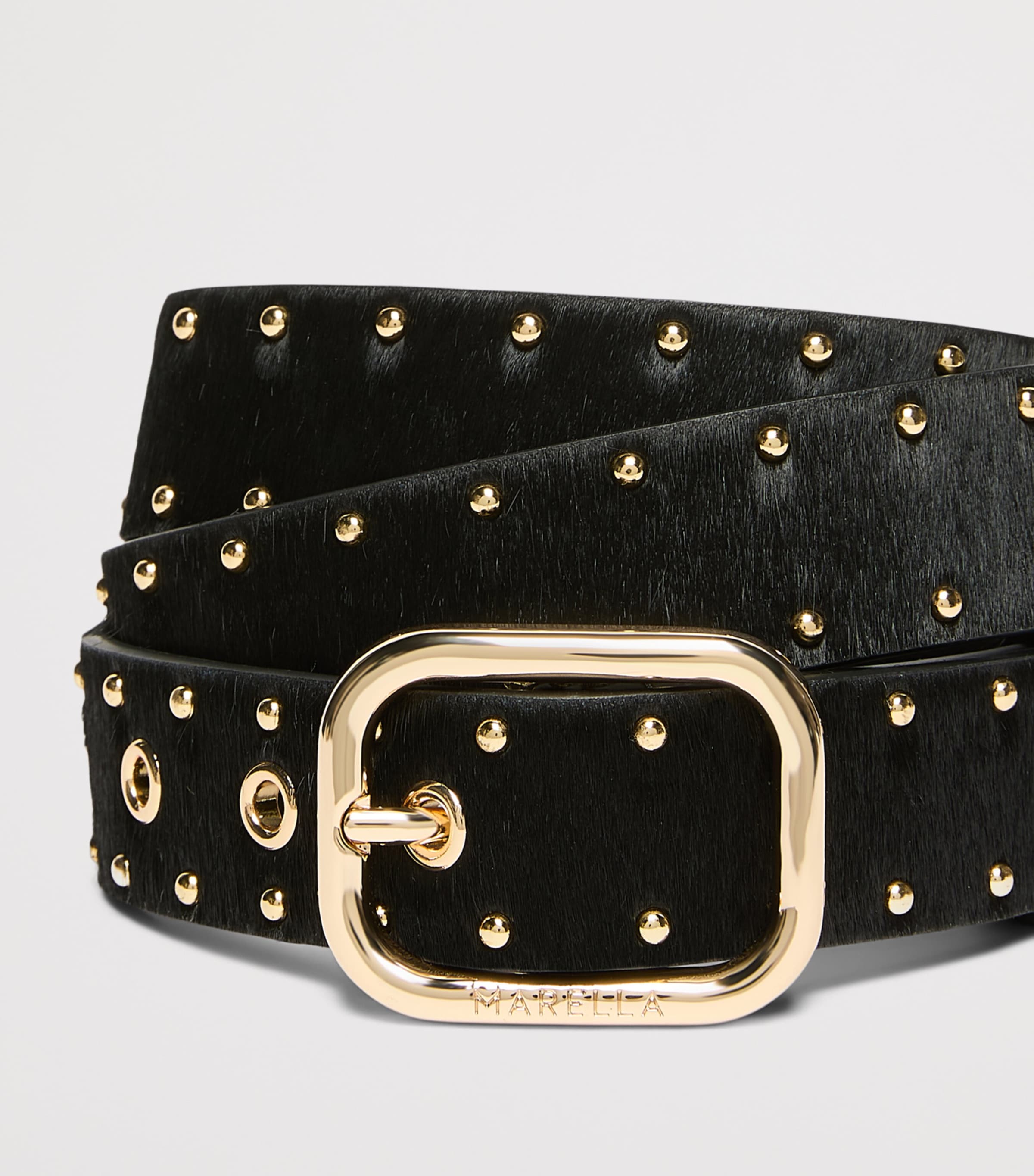 Marella Leather Studded Belt Black Image 3
