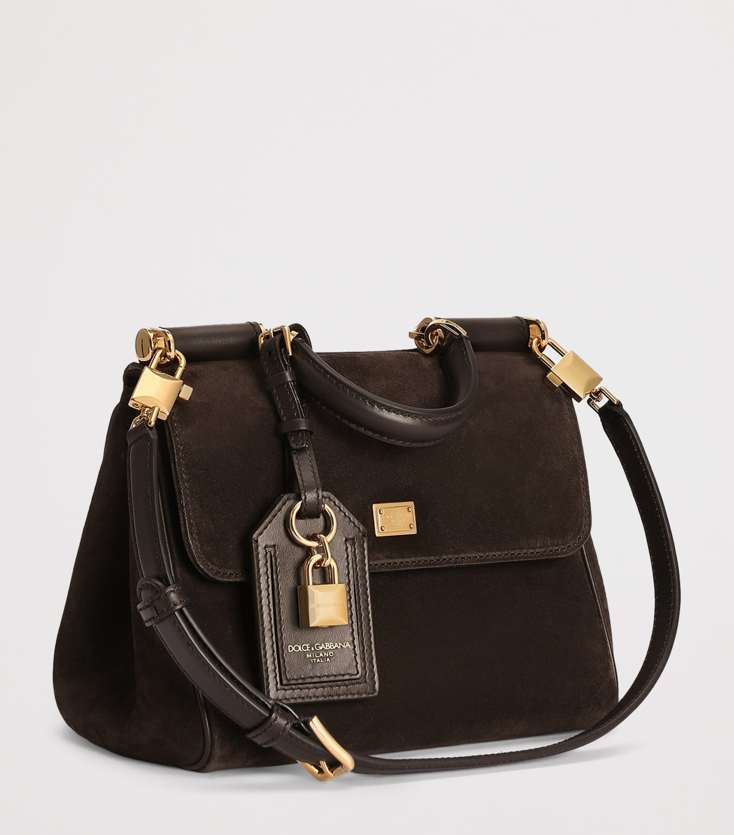 Dolce&Gabbana Suede My Sicily Top-Handle Bag Dark Brown/dar Image 5