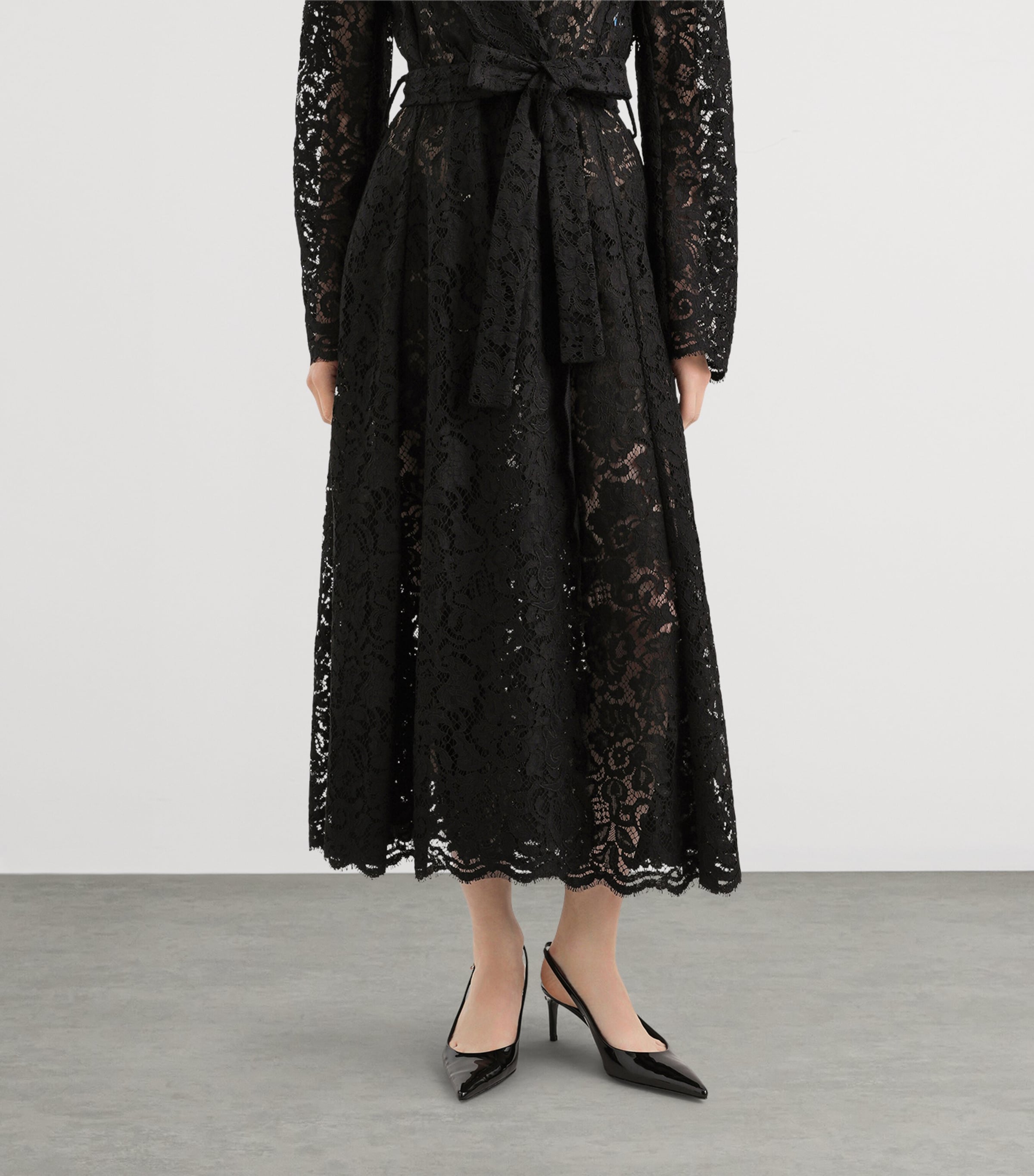 Dolce&Gabbana Womens Lace Wrap Coat Blac Image 4