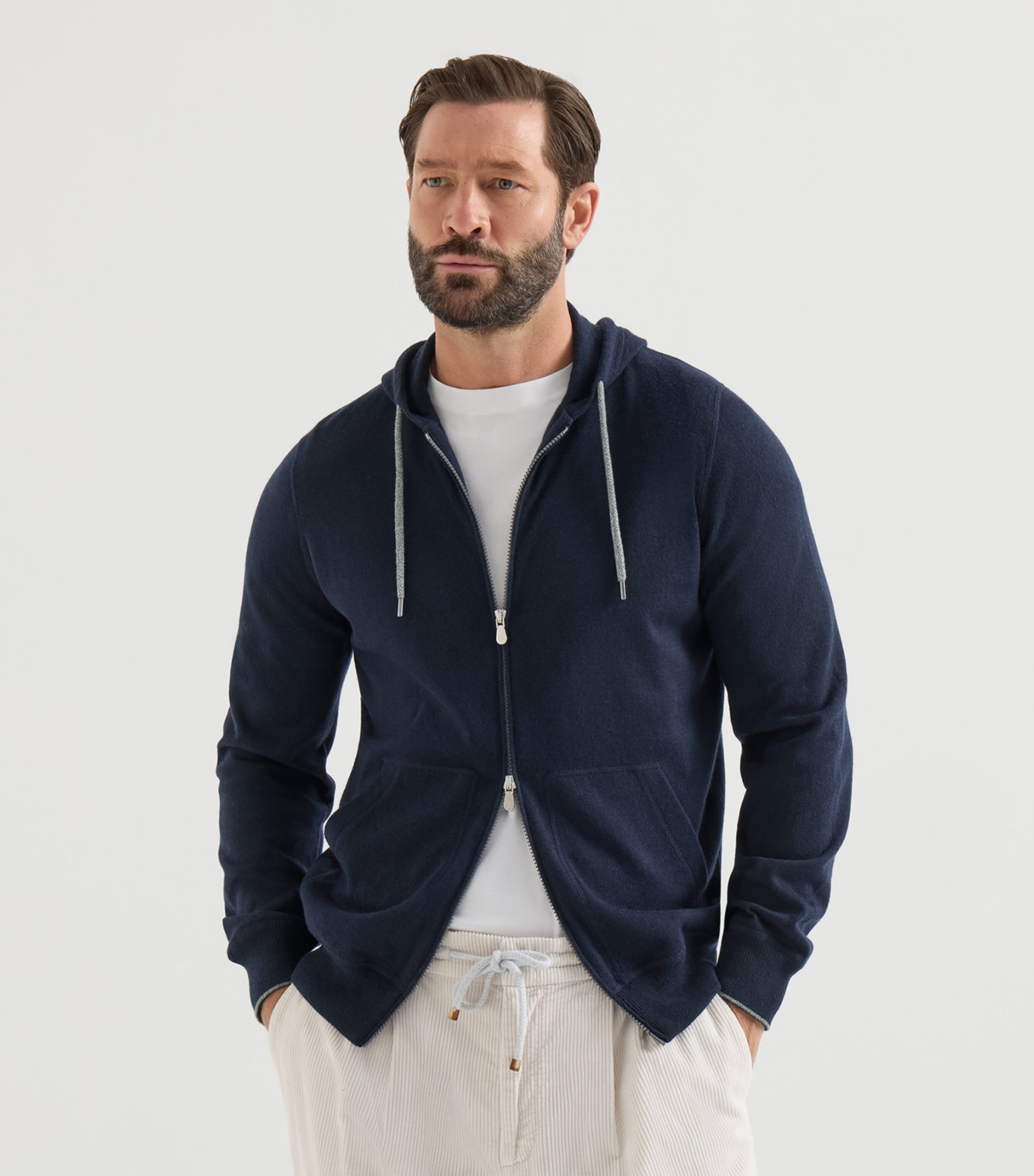 Brunello Cucinelli Mens Cashmere Hooded Cardigan Image 3