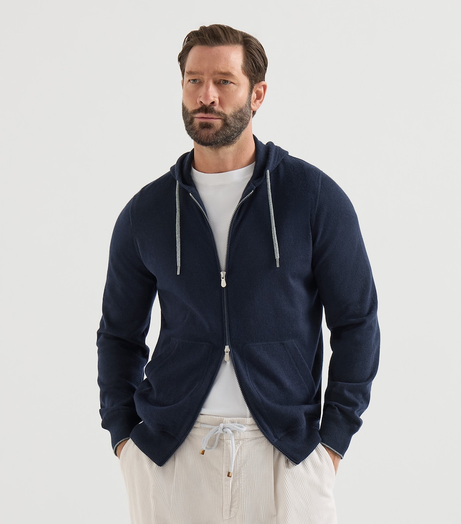 Brunello Cucinelli Mens Cashmere Hooded Cardigan Image 3