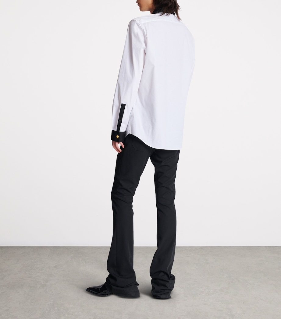 Balmain Mens Cotton Two-Tone Shirt Gab Blanc/noir Image 3