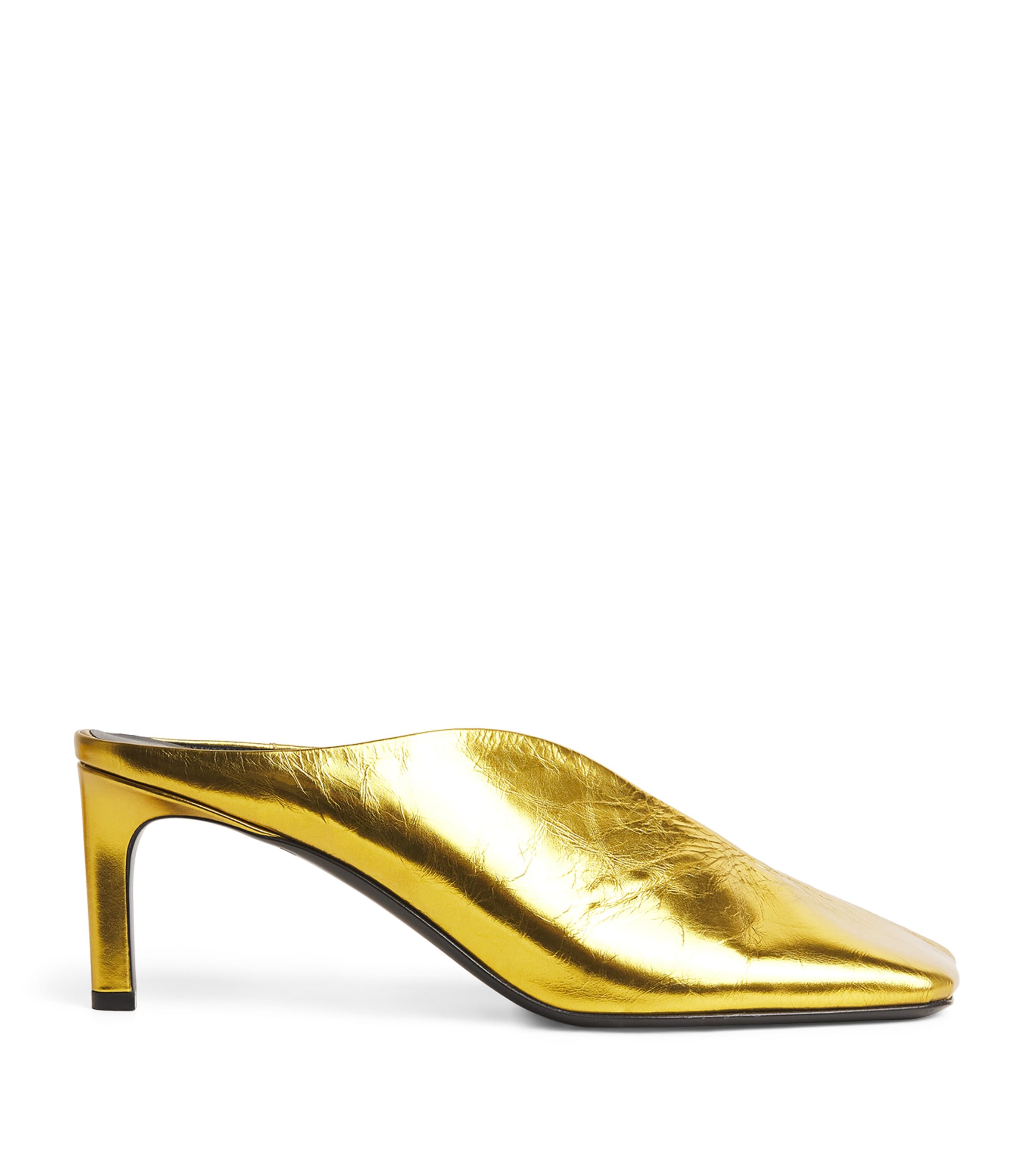 Jil Sander Leather Square-toe Mules In Gold