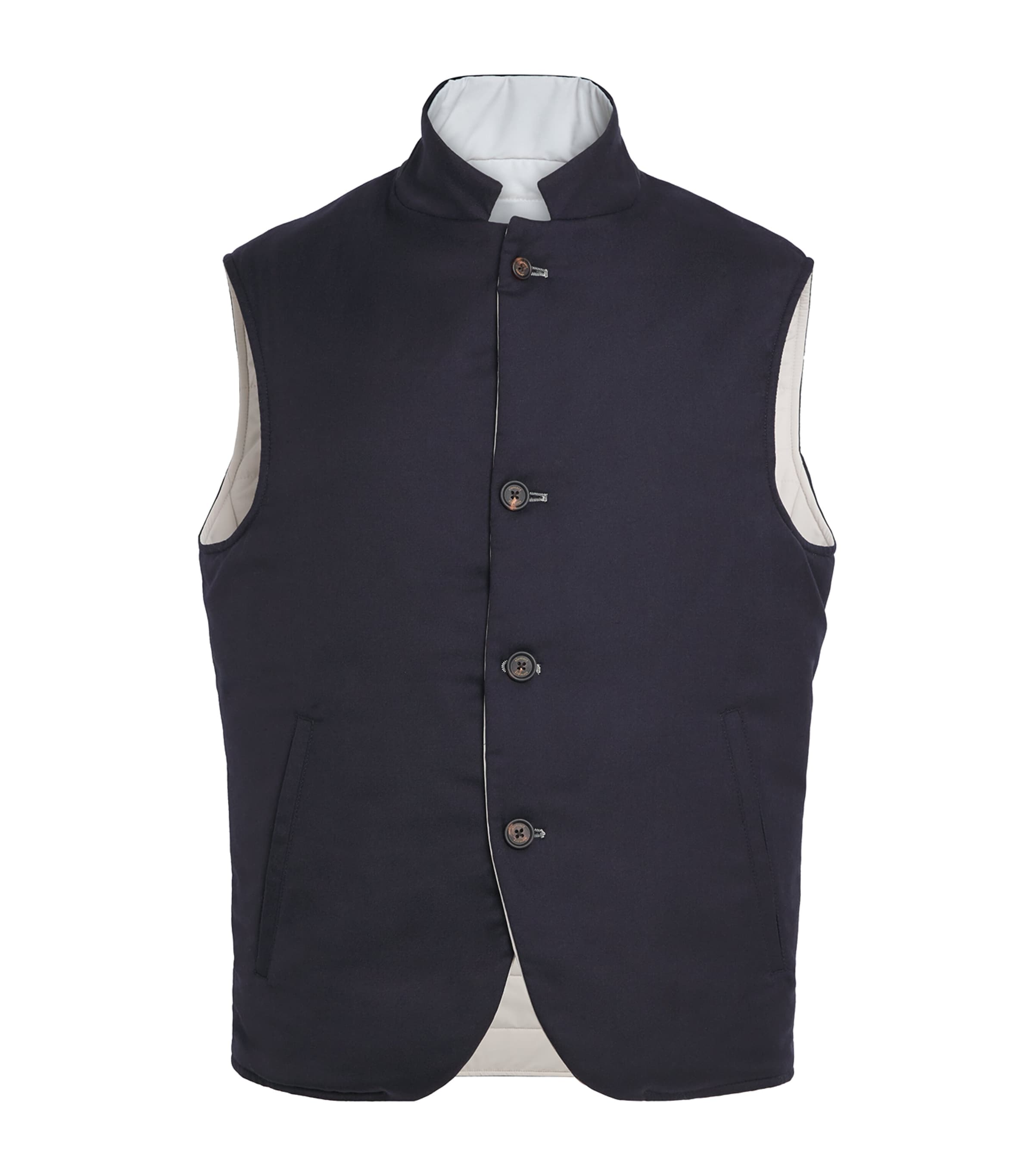 Cashmere-Silk Reversible Gilet BLU, SABBIA Image 1