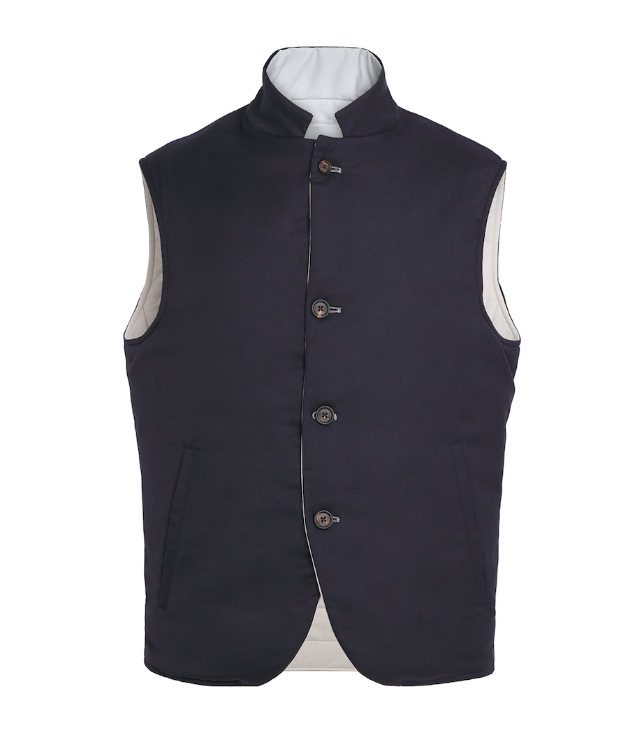 Cashmere-Silk Reversible Gilet BLU, SABBIA Image 1
