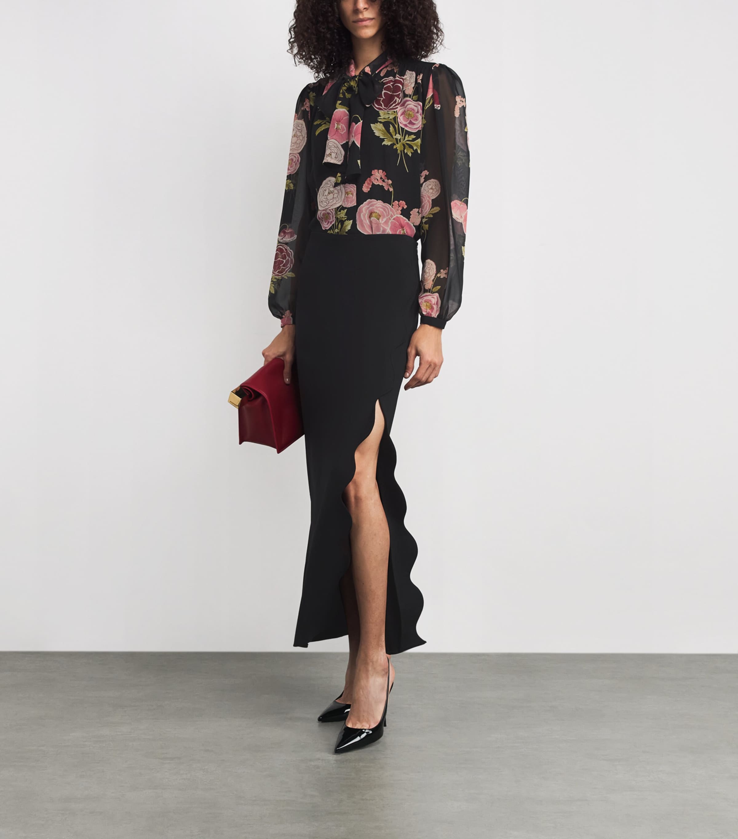 Silk Floral Blouse P095 BLACK MULTI Image 2