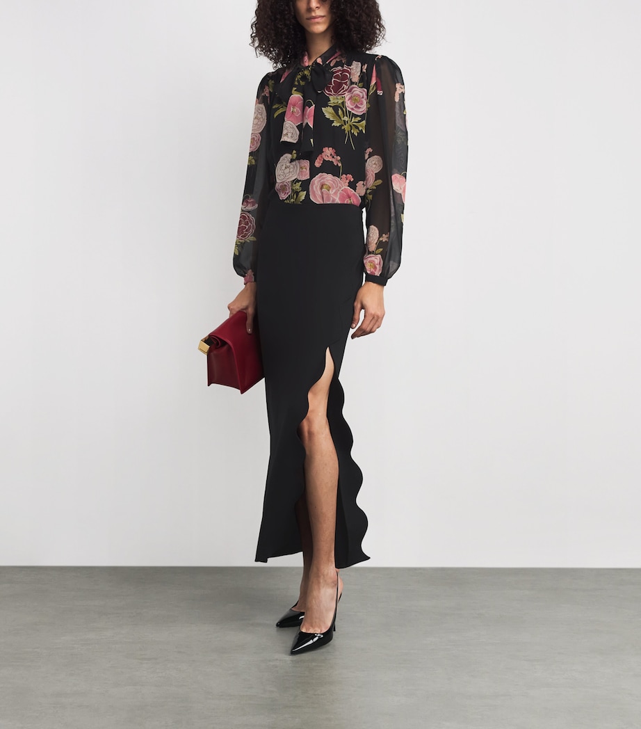 Silk Floral Blouse P095 BLACK MULTI Image 2